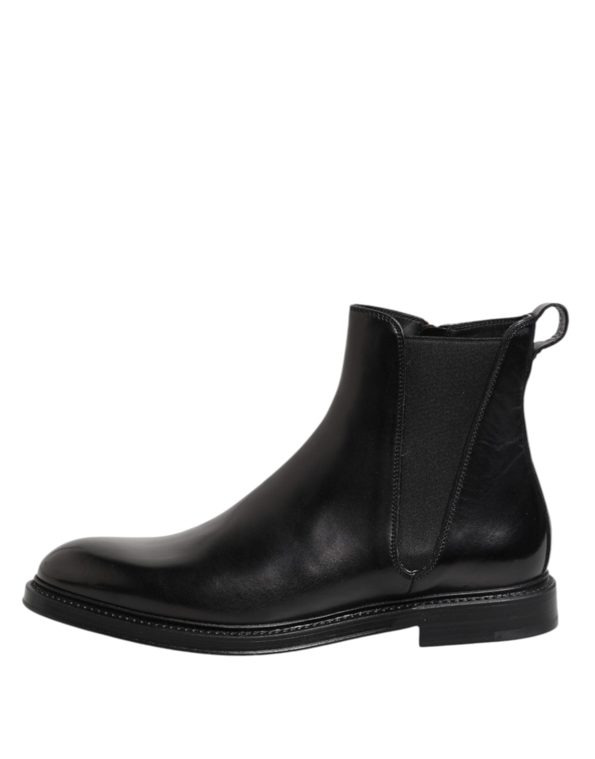 Dolce & Gabbana Chelsea-Stiefel aus schwarzem Leder, wadenhoch