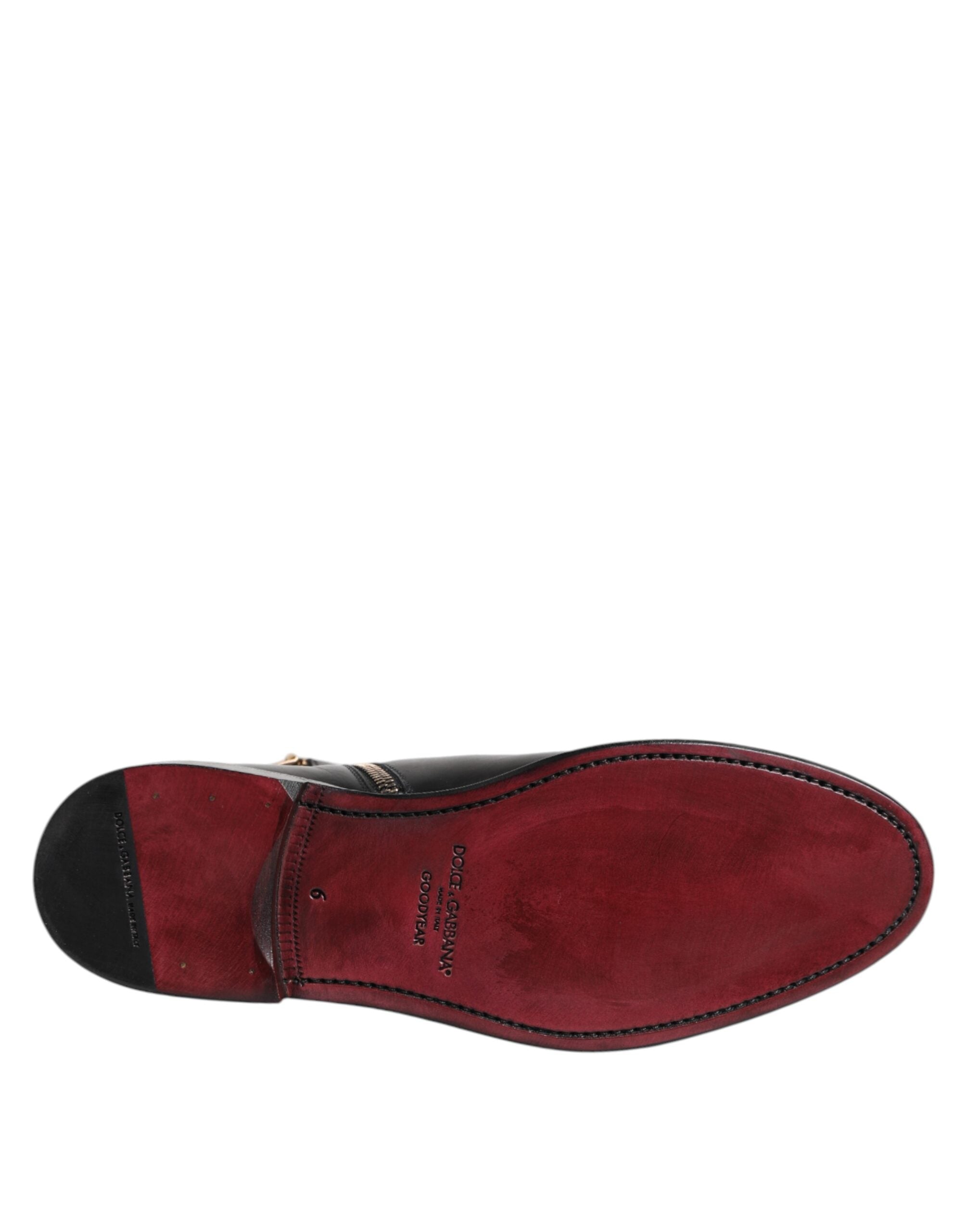 Dolce & Gabbana Chelsea-Stiefel aus schwarzem Leder, wadenhoch
