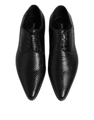Dolce & Gabbana Black Exotic Leather Lace Up Derby Shoes