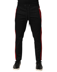Dolce & Gabbana Rote gestreifte Baumwoll-Jogginghose mit Logo