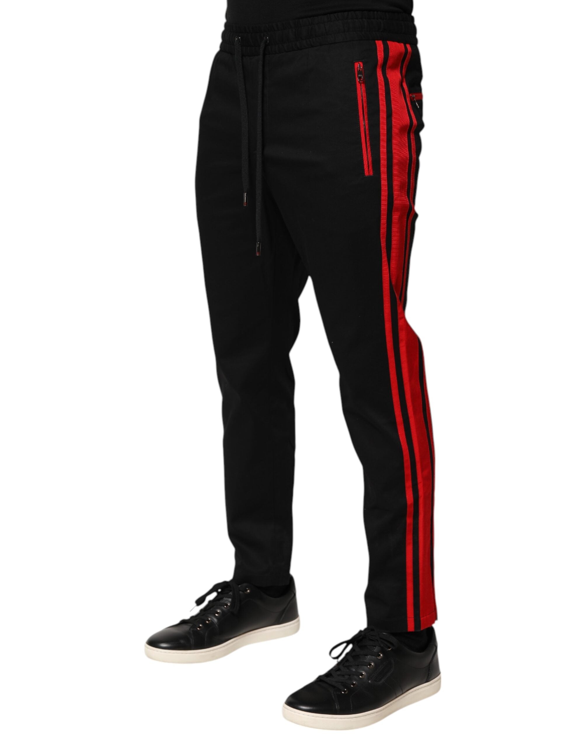 Dolce & Gabbana Rote gestreifte Baumwoll-Jogginghose mit Logo