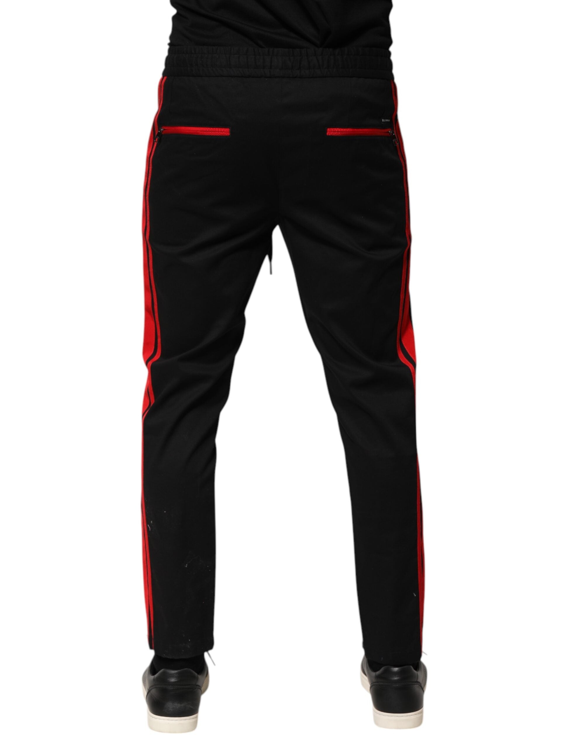 Dolce & Gabbana Rote gestreifte Baumwoll-Jogginghose mit Logo