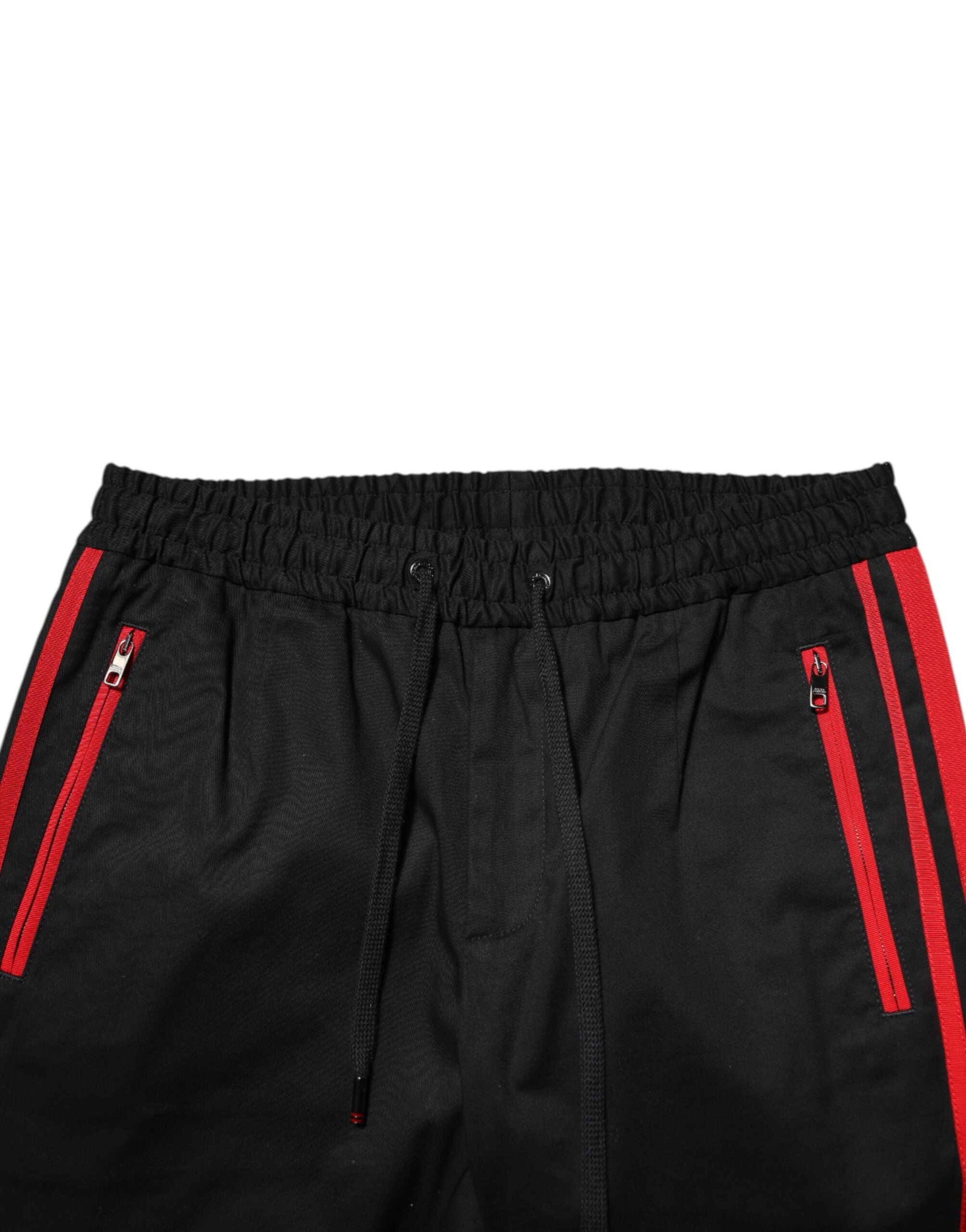 Dolce & Gabbana Rote gestreifte Baumwoll-Jogginghose mit Logo