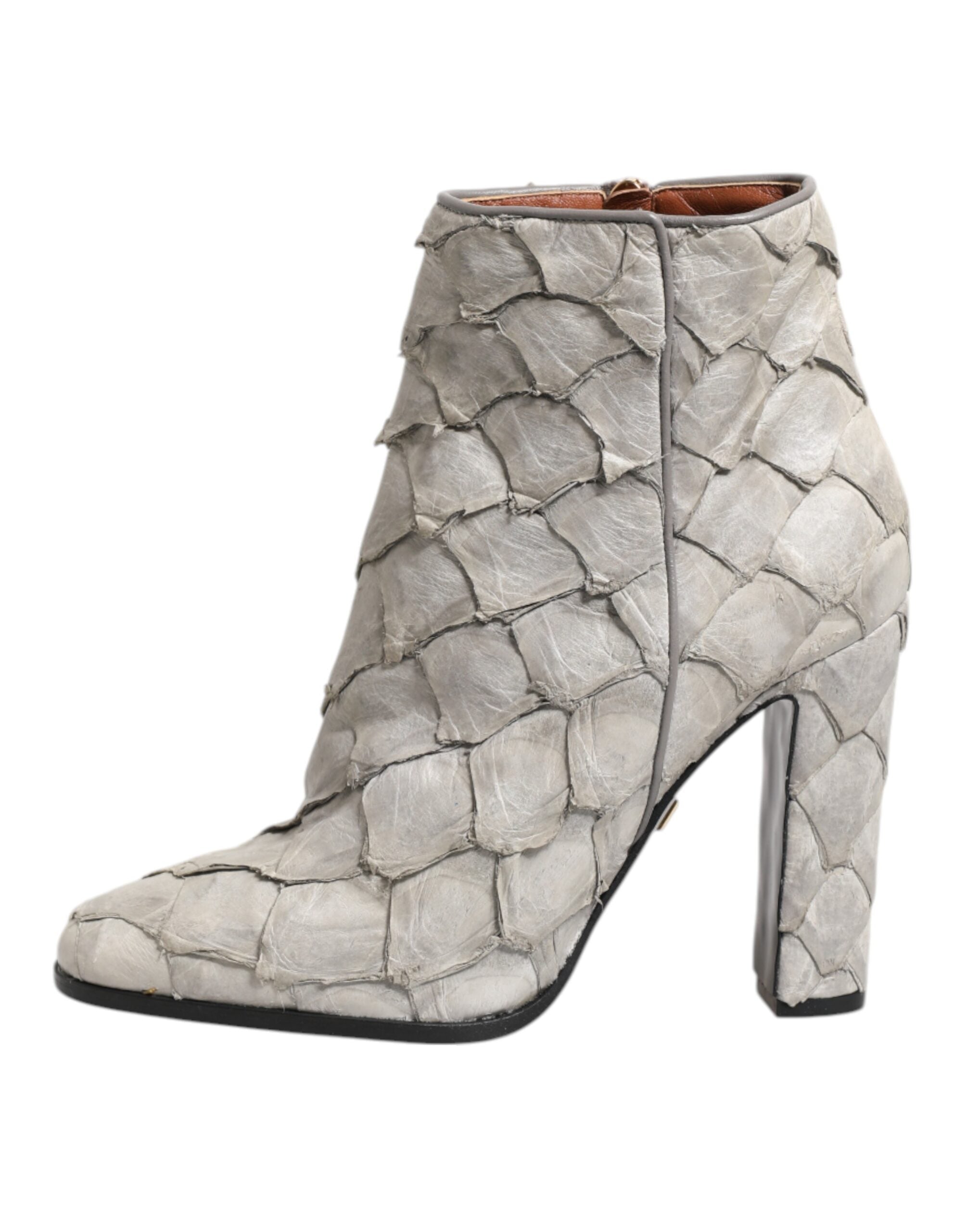 Dolce & Gabbana Off-White Leder Heels Stiefeletten Schuhe