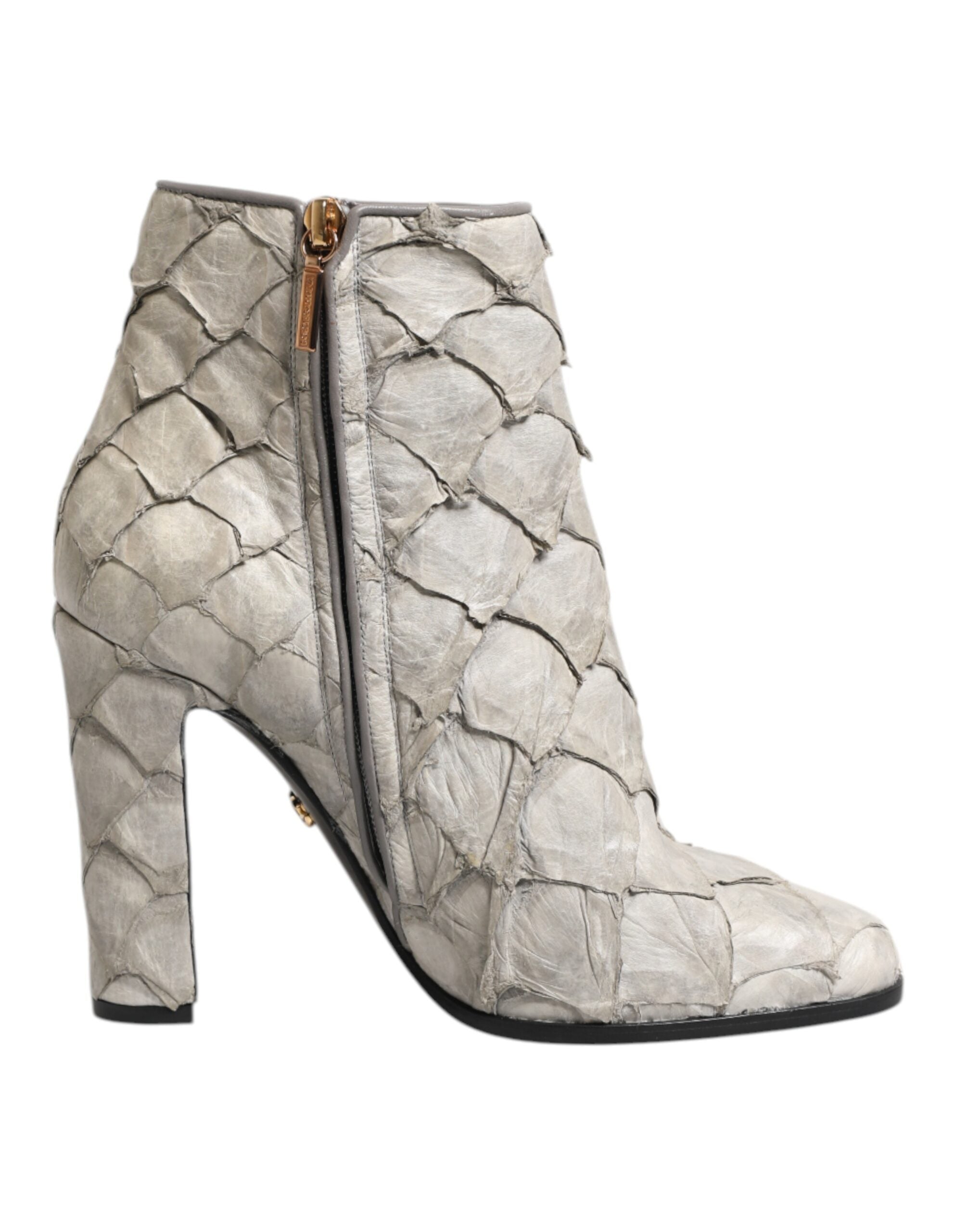 Dolce & Gabbana Off-White Leder Heels Stiefeletten Schuhe