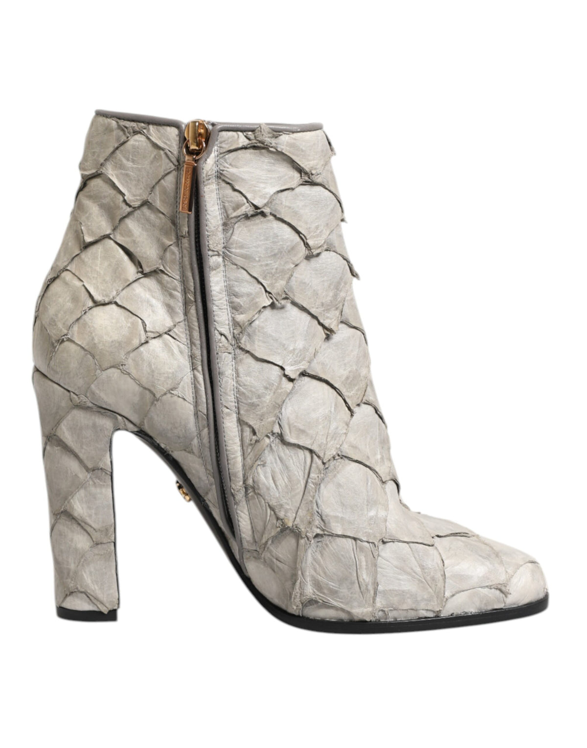 Dolce & Gabbana Off-White Leder Heels Stiefeletten Schuhe