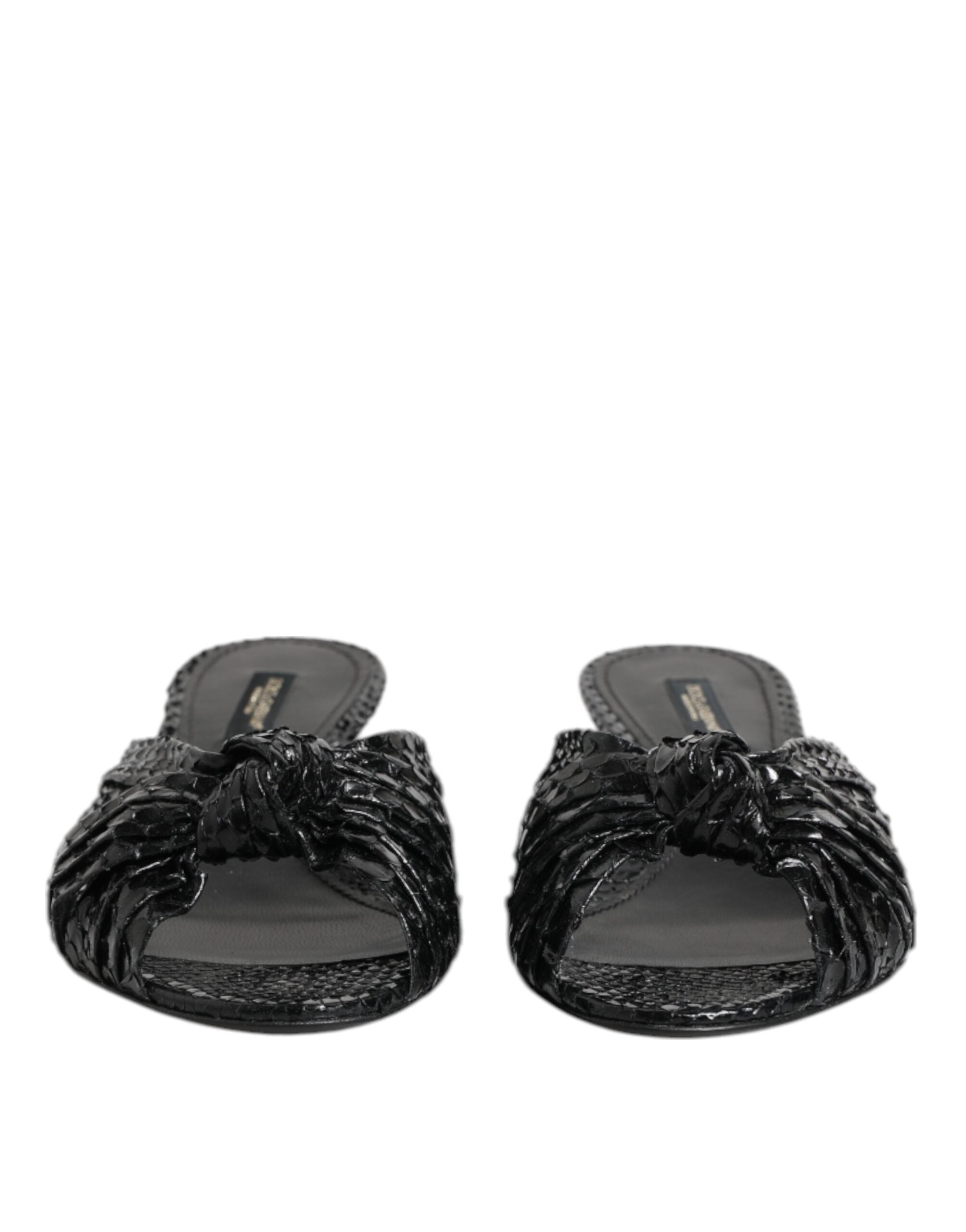 Dolce & Gabbana Schwarze Leder Pantoletten Sandalen Schuhe