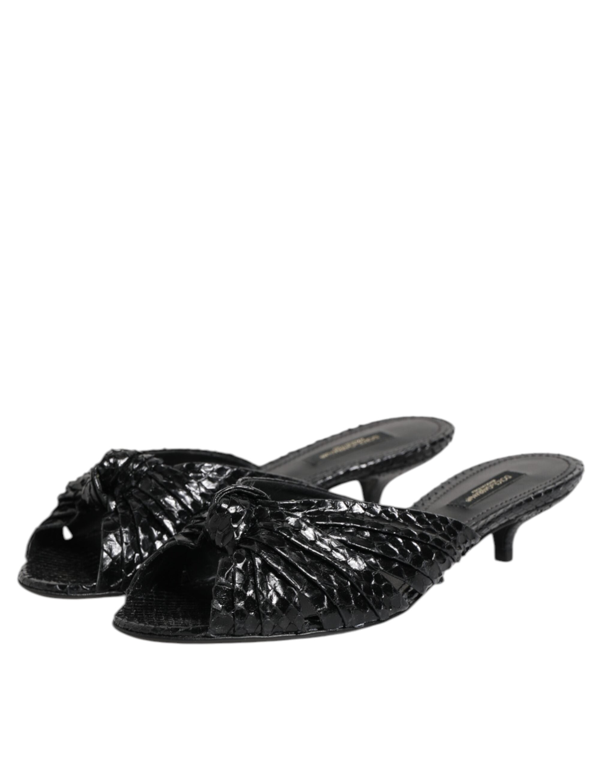 Dolce & Gabbana Schwarze Leder Pantoletten Sandalen Schuhe