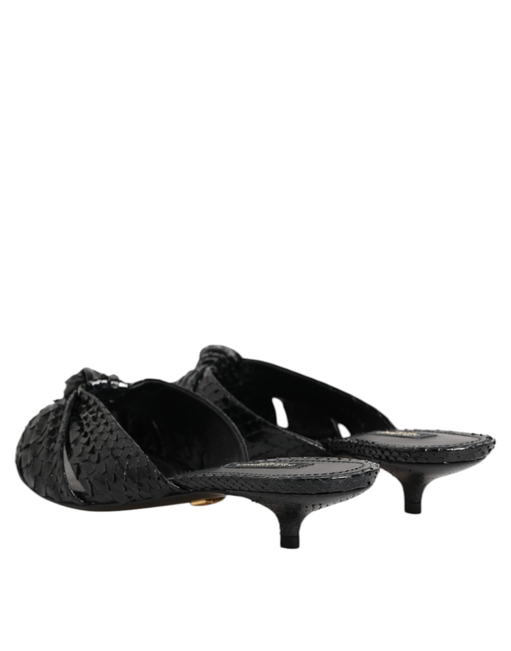 Dolce & Gabbana Schwarze Leder Pantoletten Sandalen Schuhe