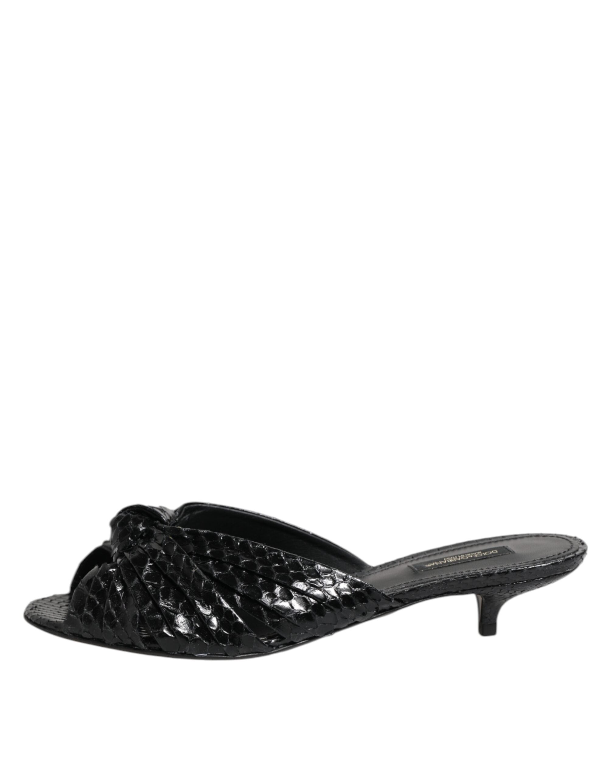 Dolce & Gabbana Schwarze Leder Pantoletten Sandalen Schuhe