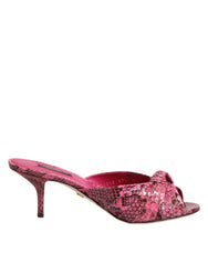 Dolce & Gabbana Pinke Leder High Heel Pantoletten Schuhe