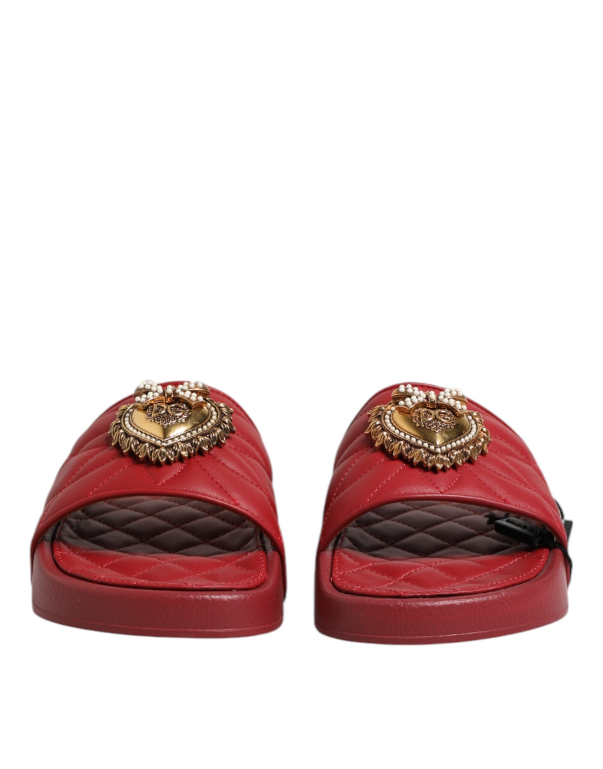 Dolce & Gabbana Red Devotion Matelassé Leder Pantoletten