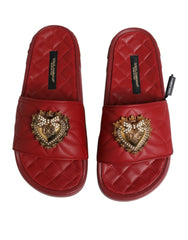 Dolce & Gabbana Red Devotion Matelassé Leder Pantoletten