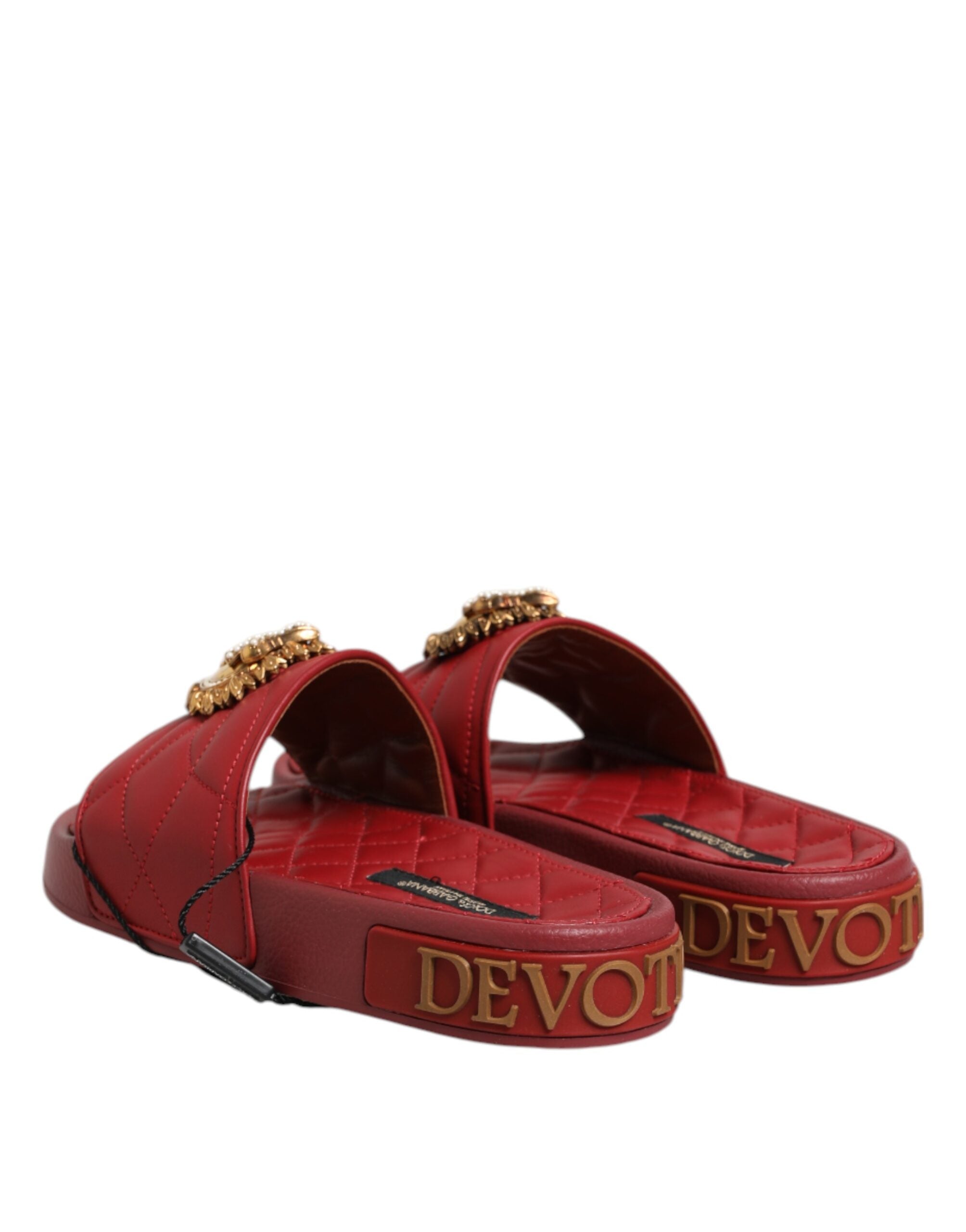 Dolce & Gabbana Red Devotion Matelassé Leder Pantoletten