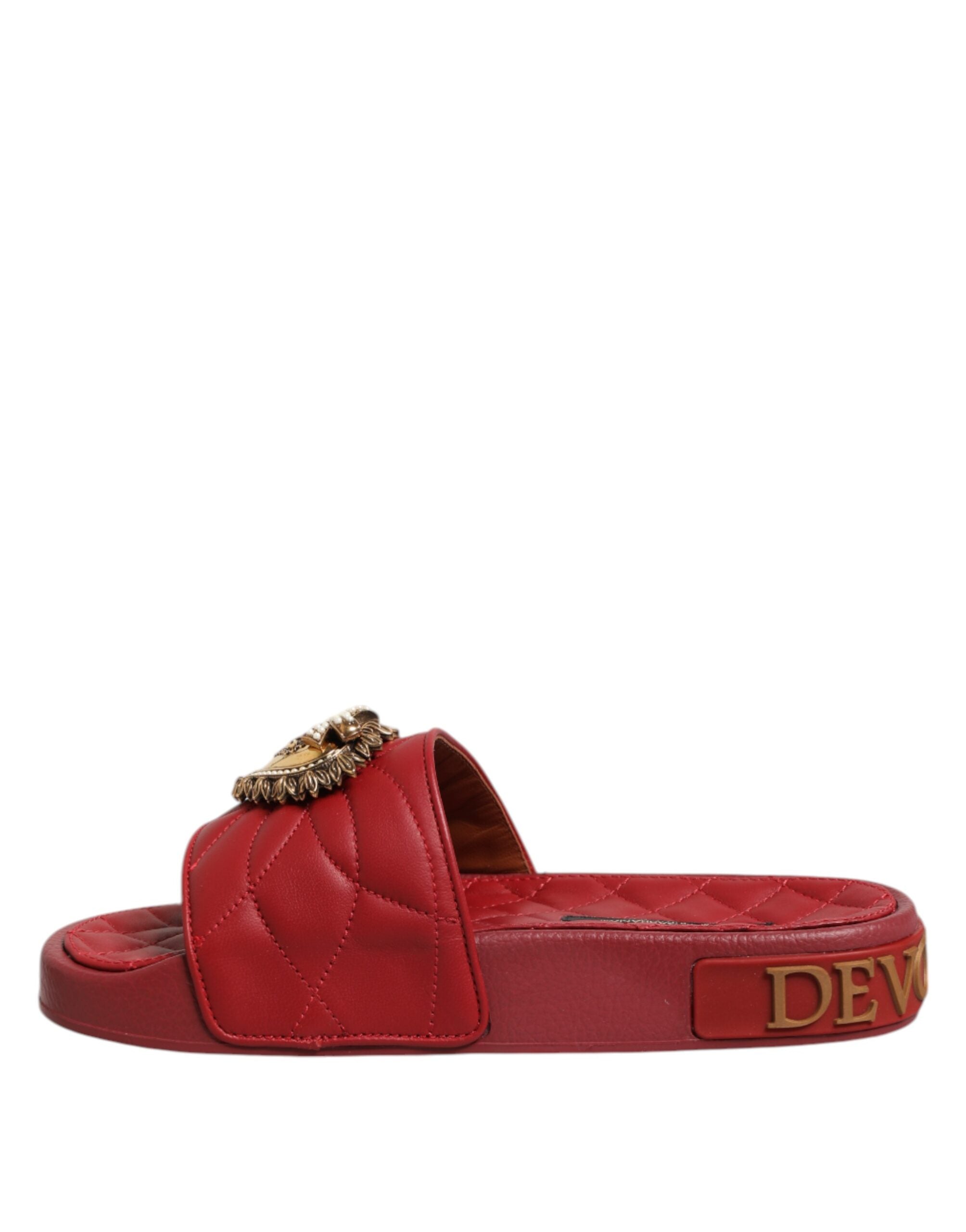 Dolce & Gabbana Red Devotion Matelassé Leder Pantoletten
