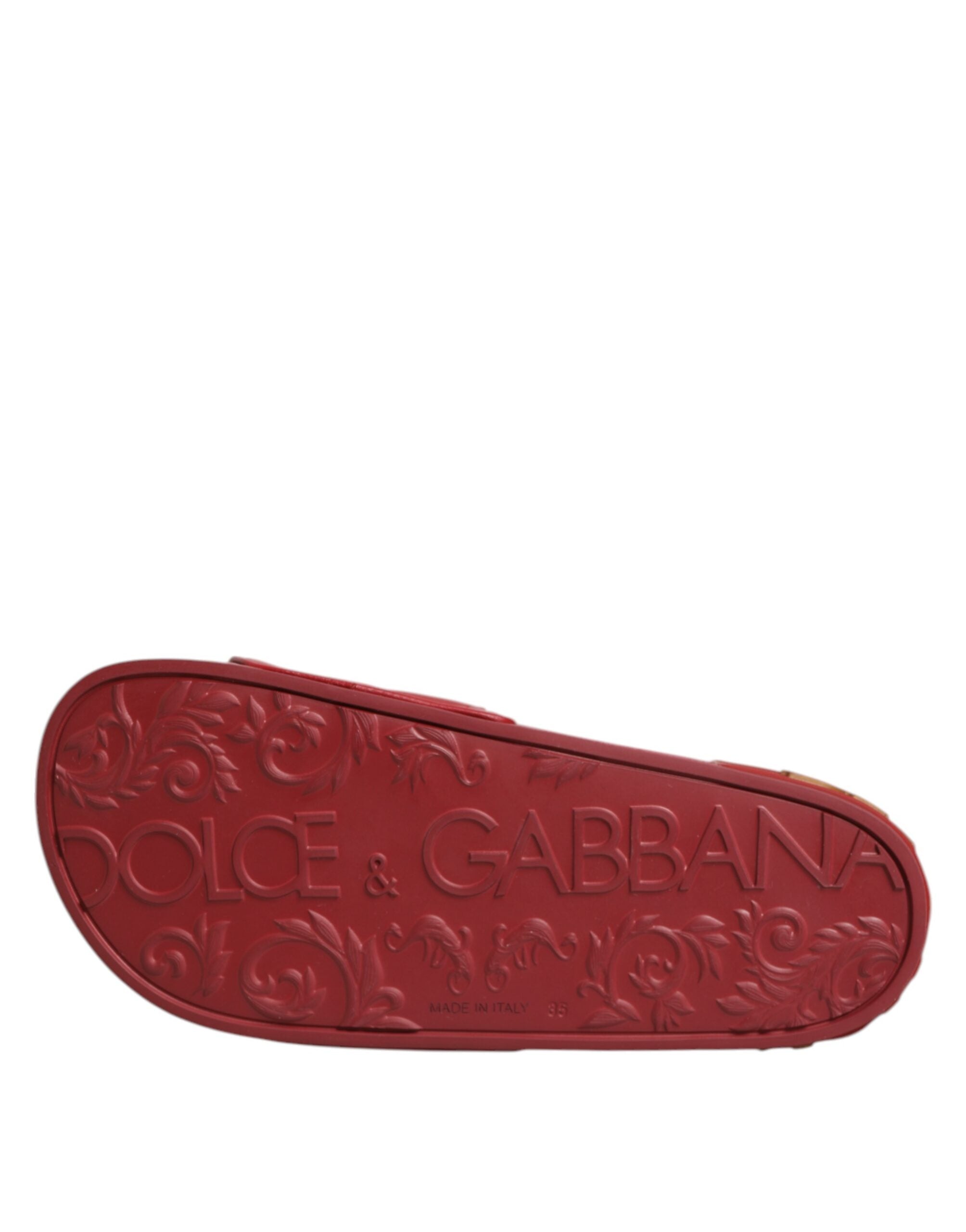 Dolce & Gabbana Red Devotion Matelassé Leder Pantoletten