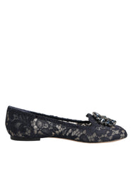 Dolce &amp; Gabbana – Taormina – Flache Schuhe mit Spitzen und Kristallen in Blau