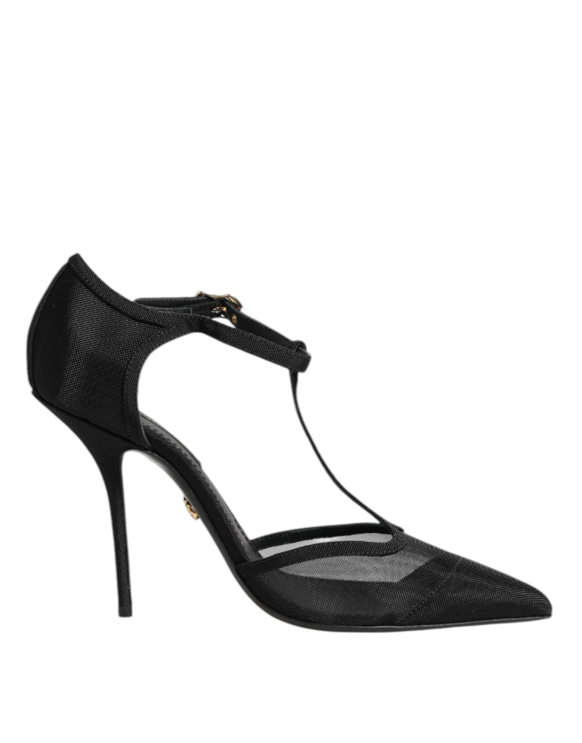 Dolce & Gabbana Schwarze Mesh T-Riemen Stiletto High Heels Schuhe