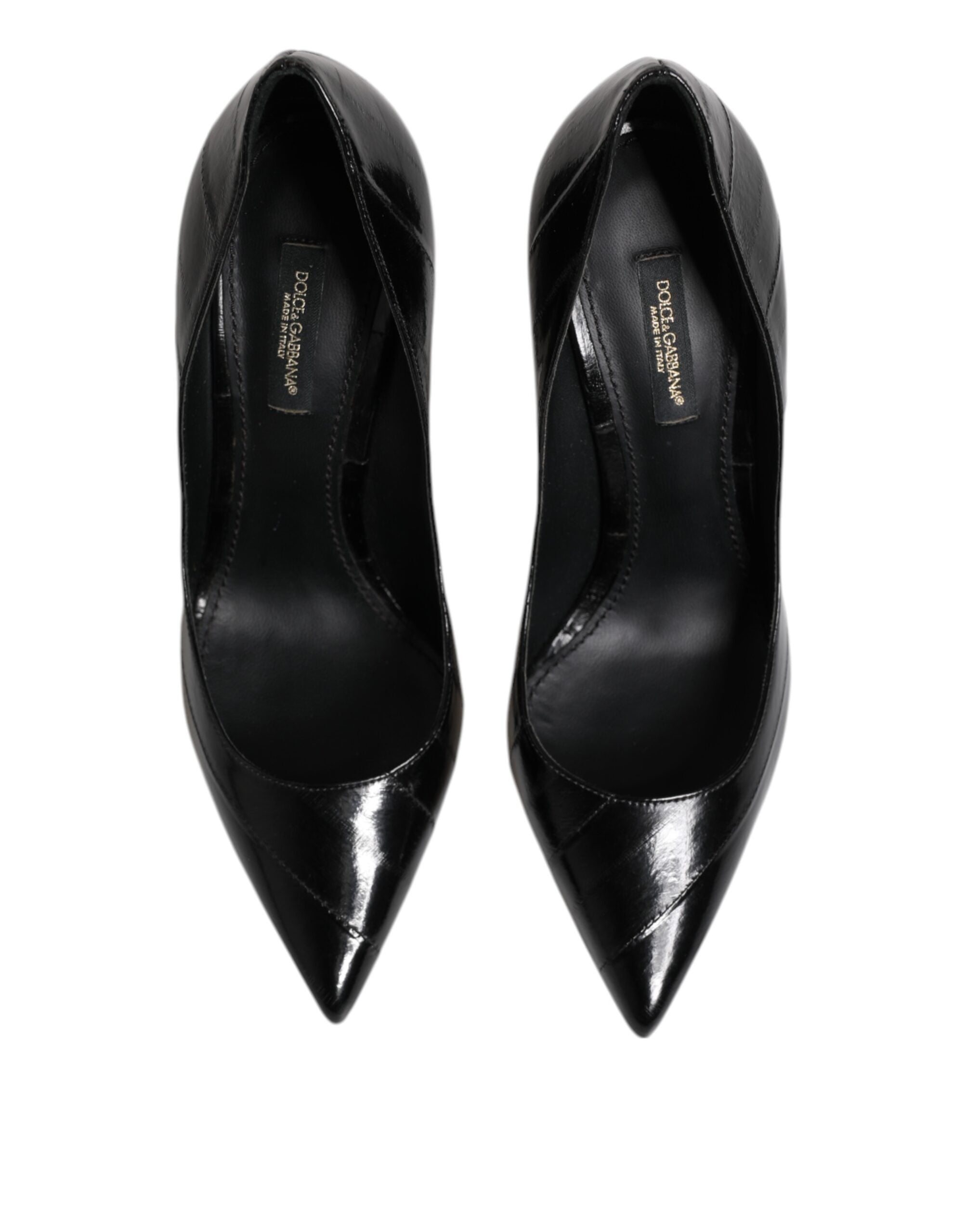 Dolce & Gabbana Schwarze Leder Stiletto High Heels Pumps Schuhe
