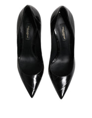 Dolce & Gabbana Schwarze Leder Stiletto High Heels Pumps Schuhe