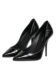 Dolce & Gabbana Schwarze Leder Stiletto High Heels Pumps Schuhe