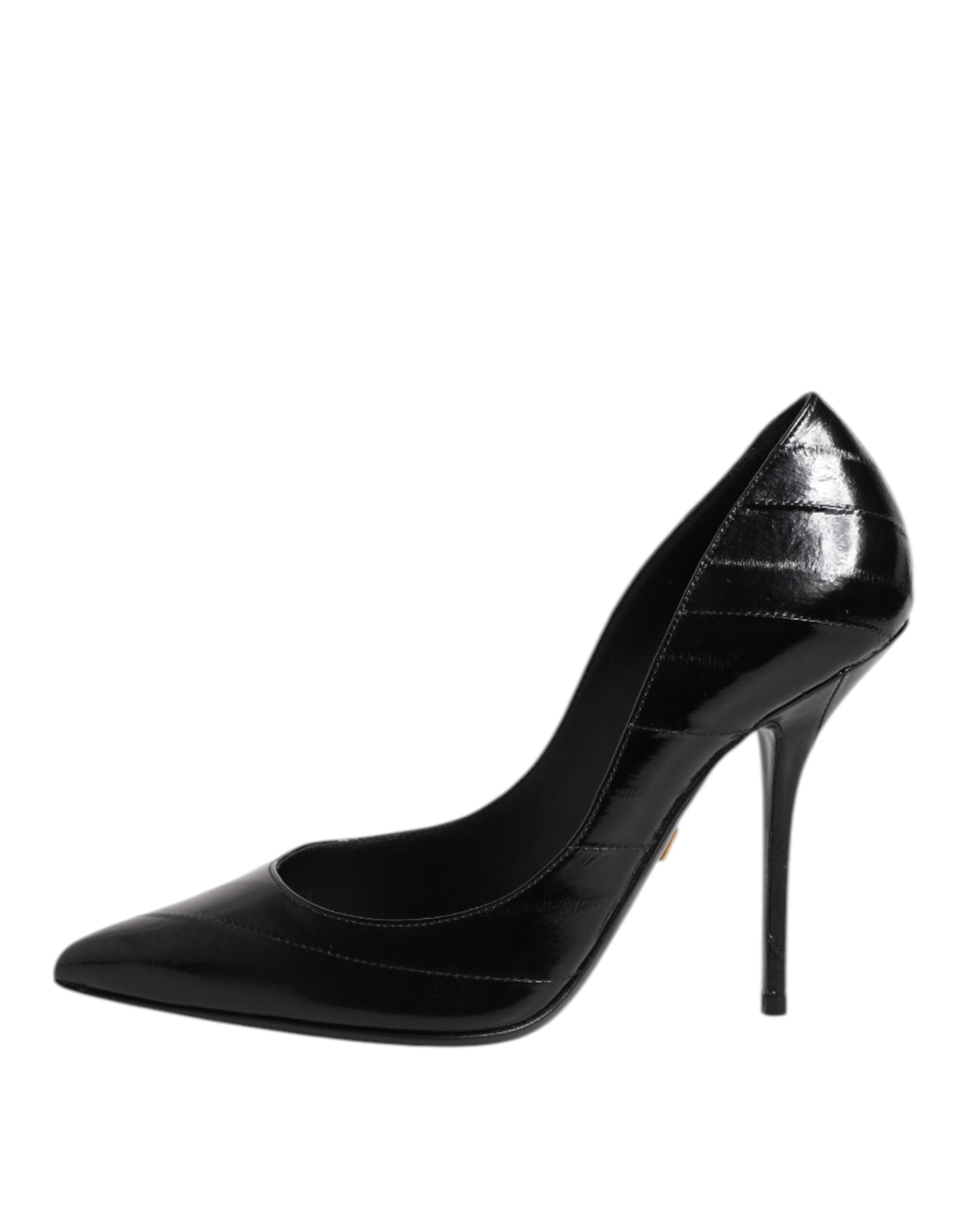 Dolce & Gabbana Schwarze Leder Stiletto High Heels Pumps Schuhe