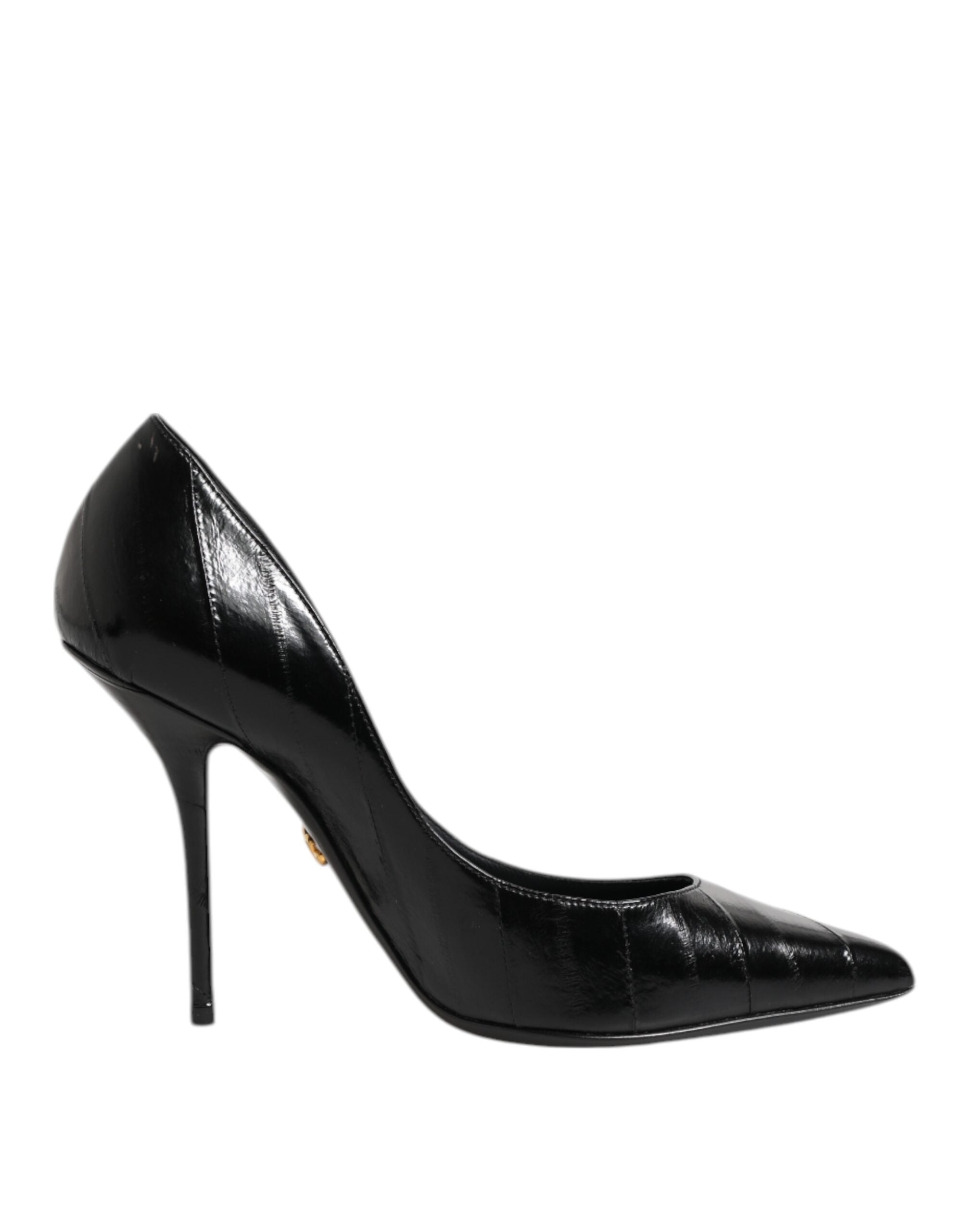 Dolce & Gabbana Schwarze Leder Stiletto High Heels Pumps Schuhe
