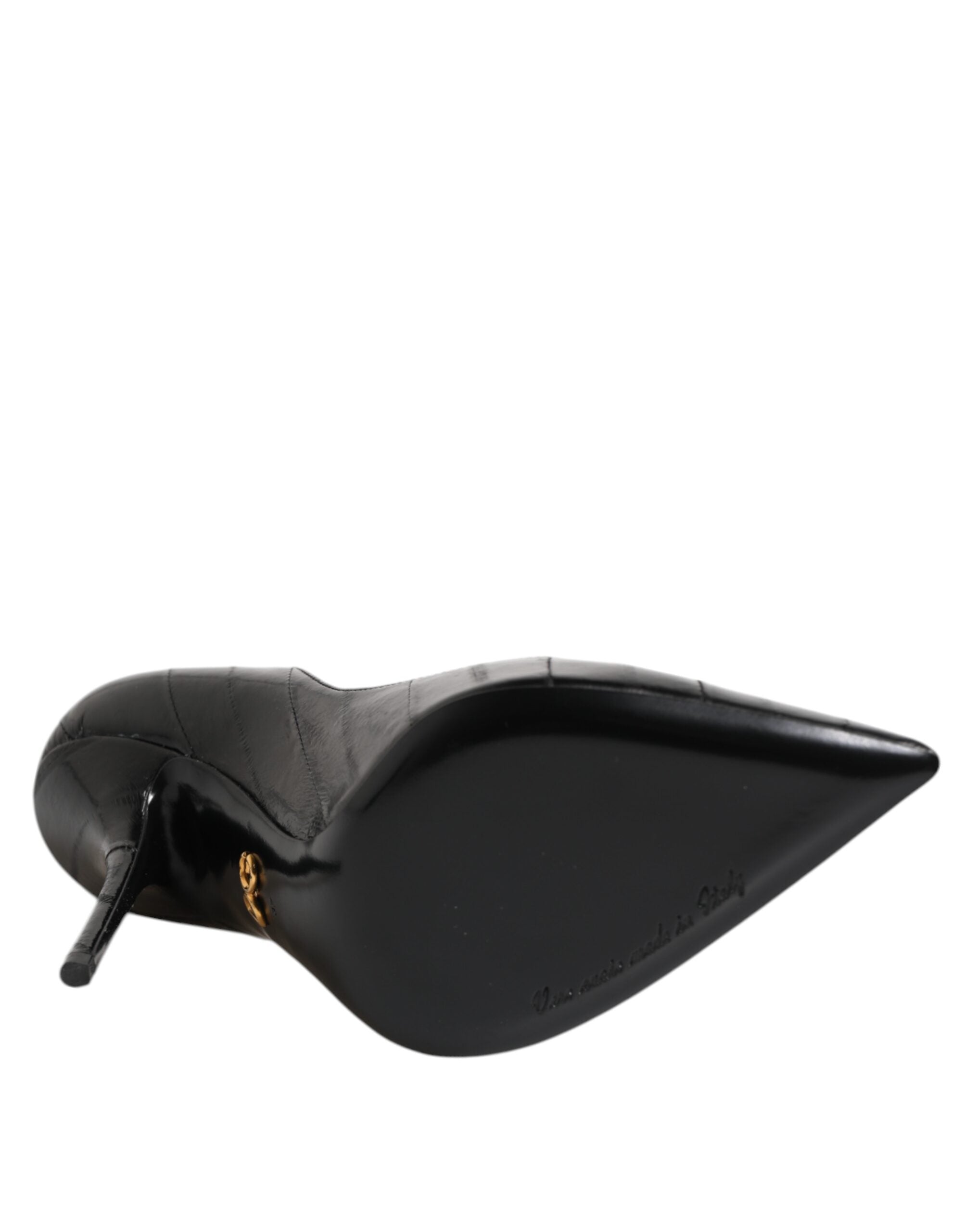 Dolce & Gabbana Schwarze Leder Stiletto High Heels Pumps Schuhe