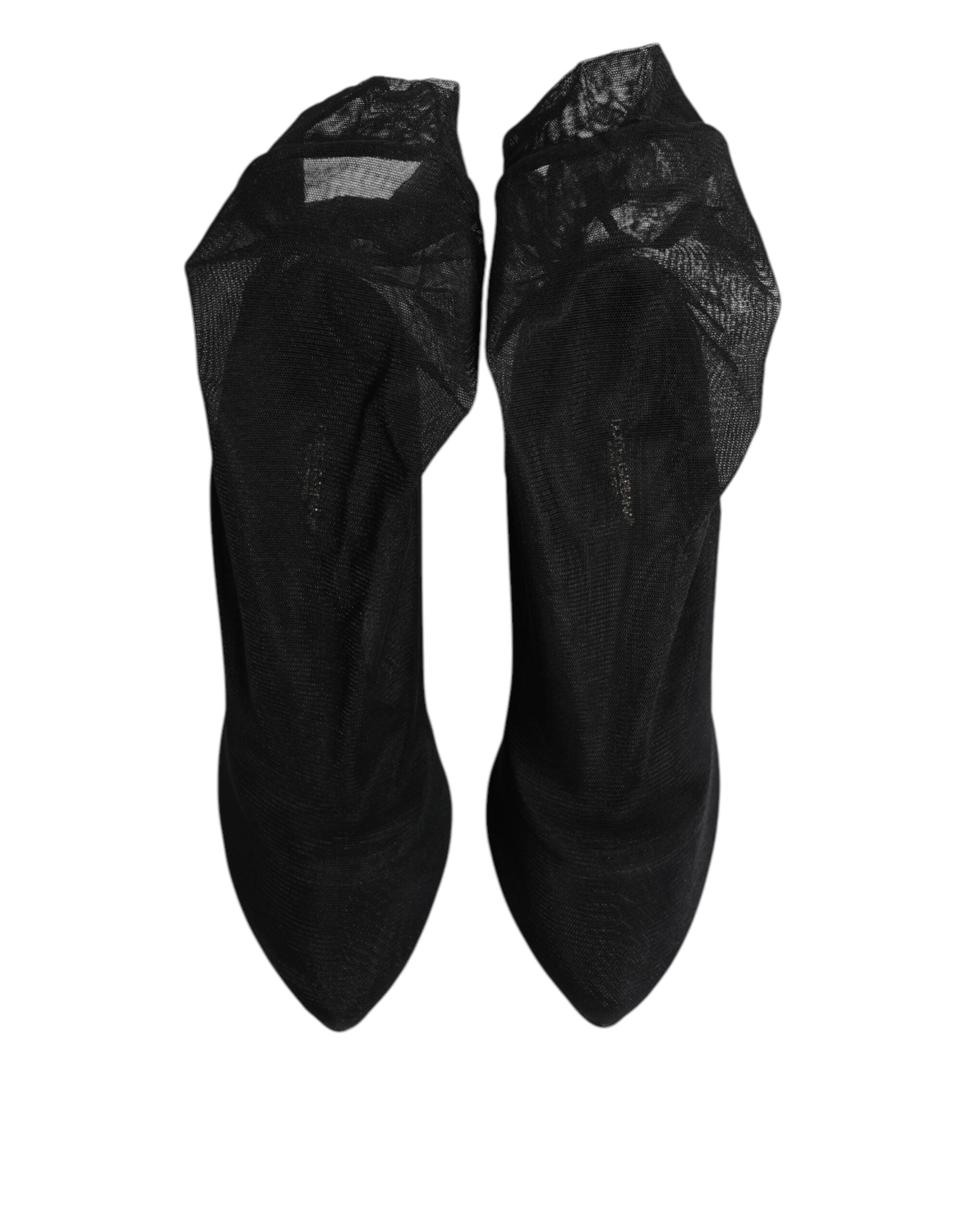 Dolce & Gabbana Schwarze Seiden-Stretch-Mesh-Sockenstiefel Schuhe