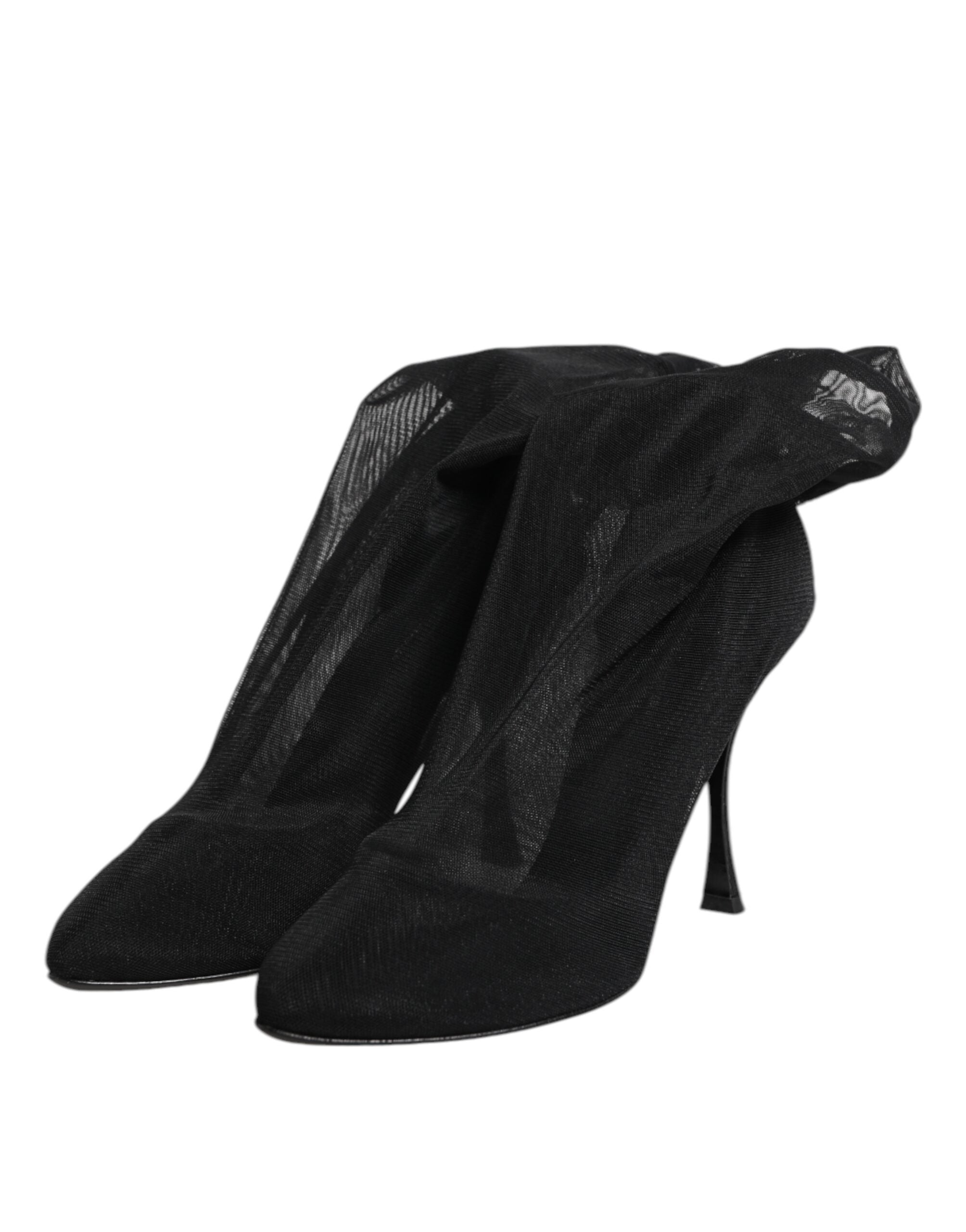 Dolce & Gabbana Schwarze Seiden-Stretch-Mesh-Sockenstiefel Schuhe