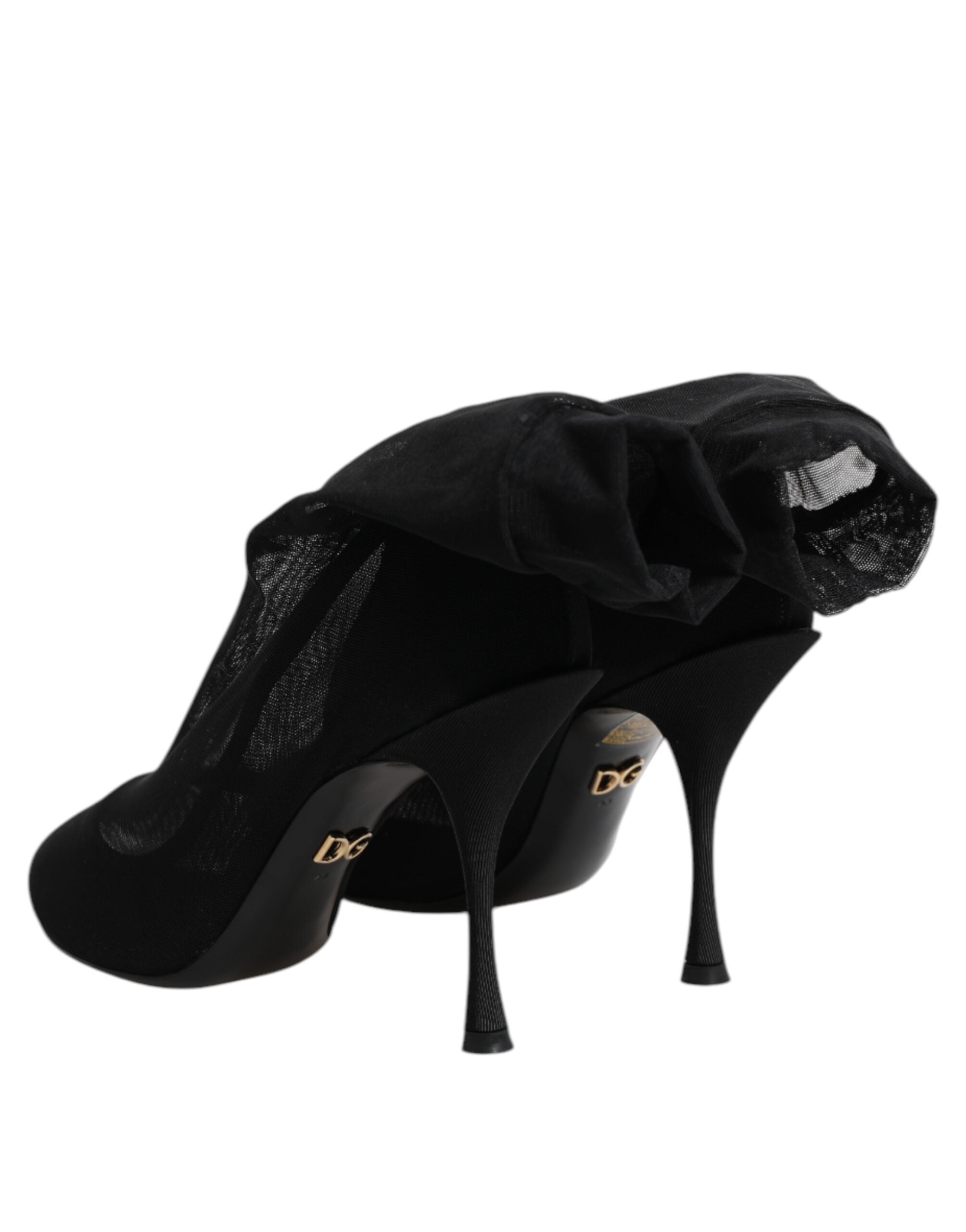 Dolce & Gabbana Schwarze Seiden-Stretch-Mesh-Sockenstiefel Schuhe