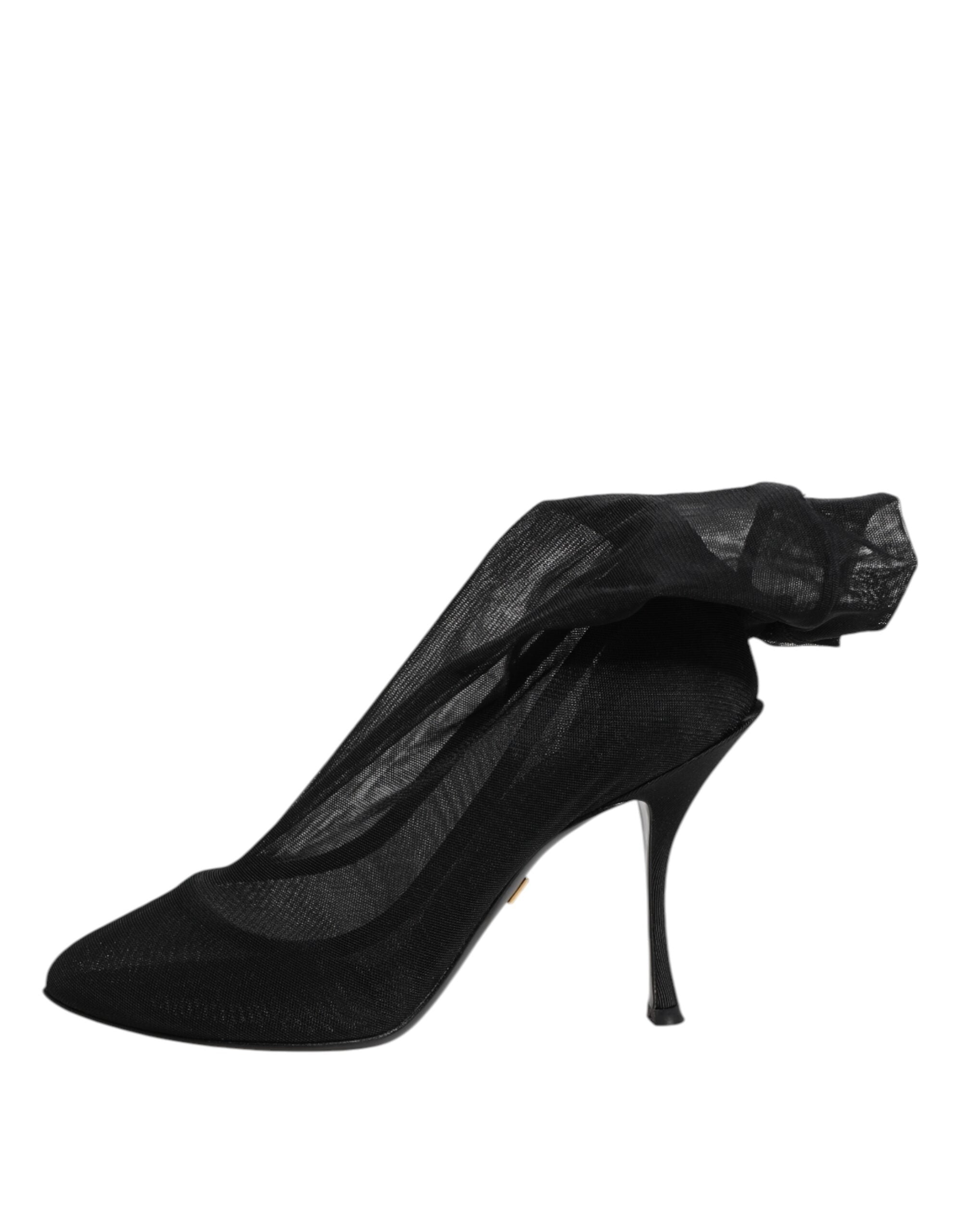Dolce & Gabbana Schwarze Seiden-Stretch-Mesh-Sockenstiefel Schuhe