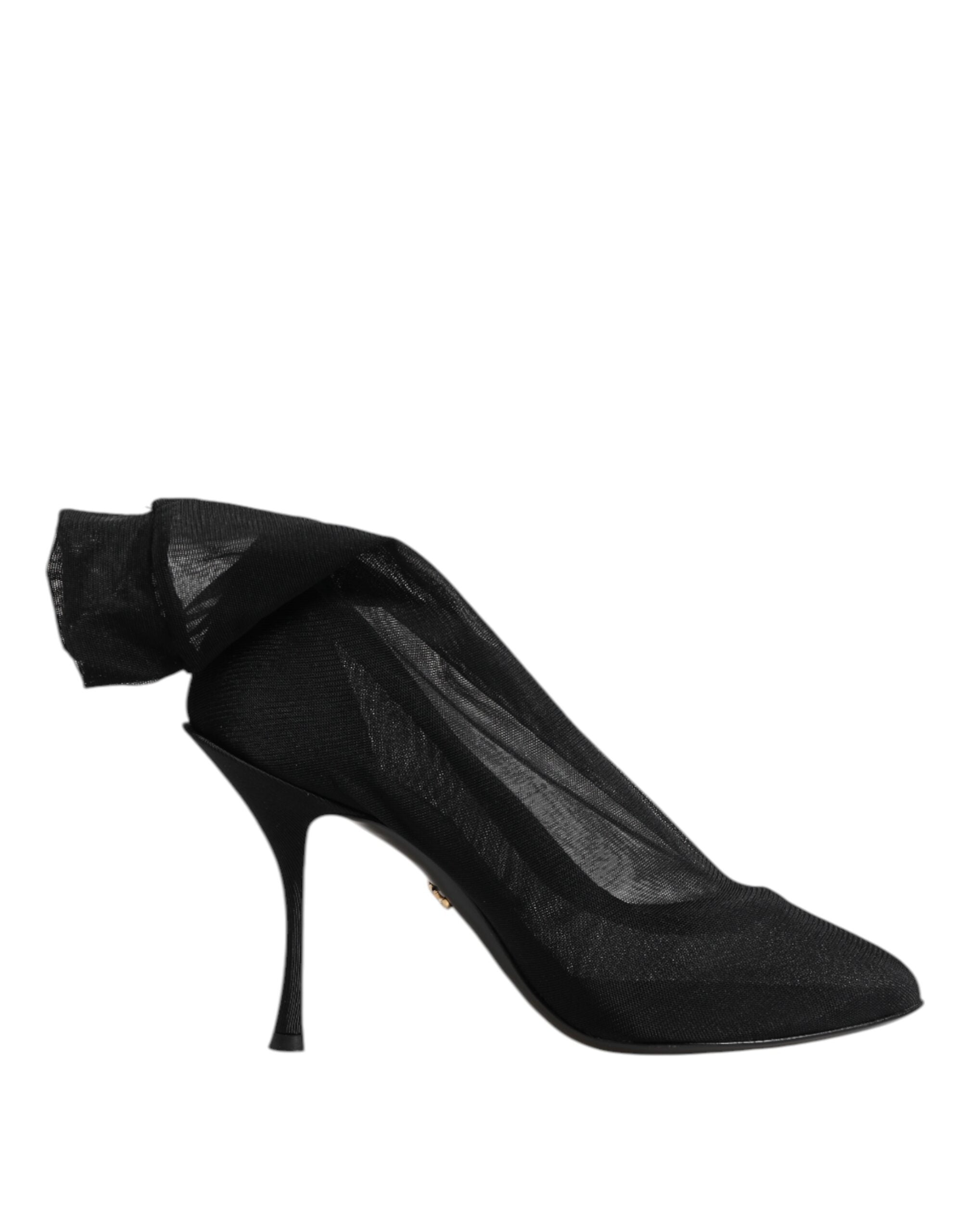 Dolce & Gabbana Schwarze Seiden-Stretch-Mesh-Sockenstiefel Schuhe