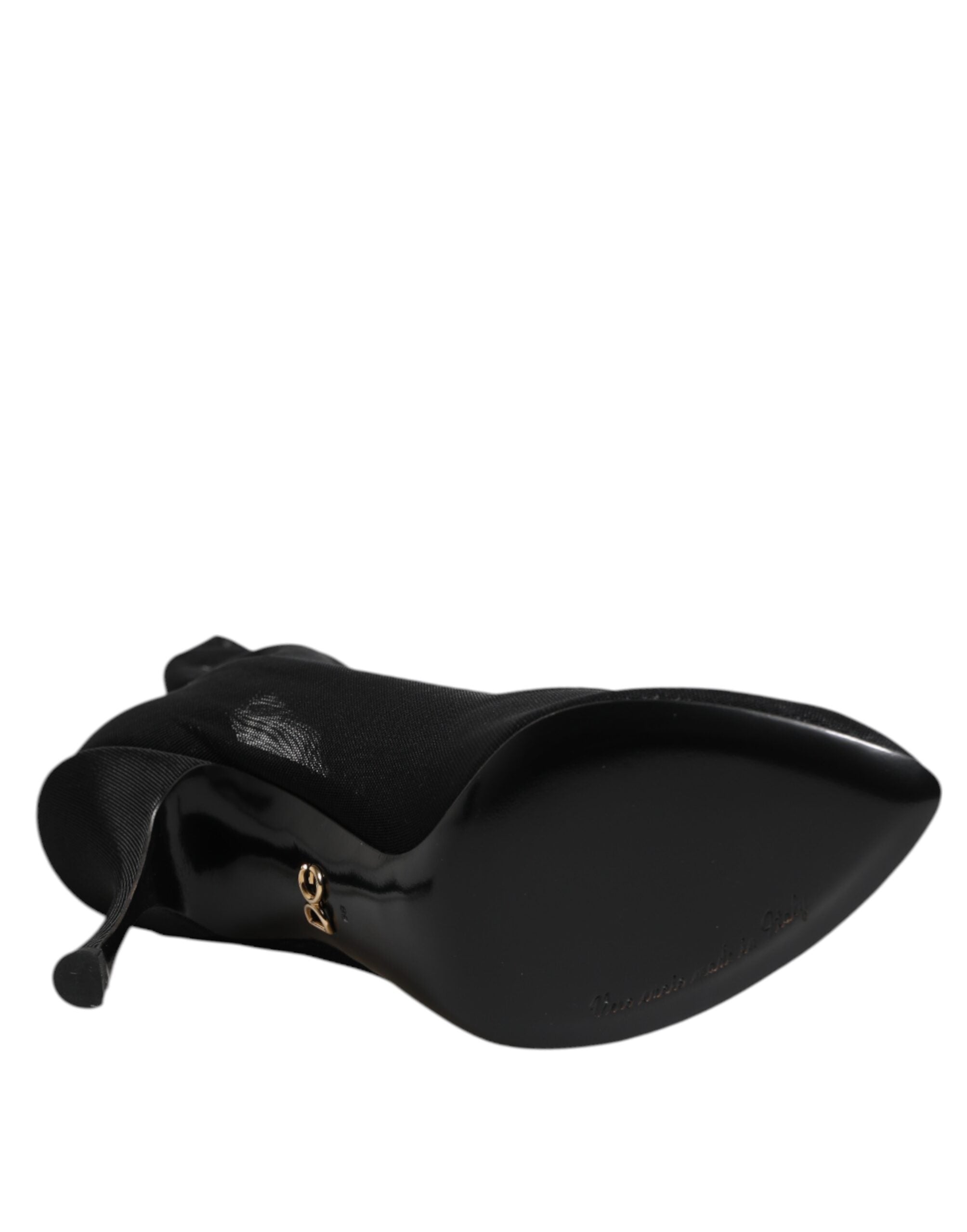 Dolce & Gabbana Schwarze Seiden-Stretch-Mesh-Sockenstiefel Schuhe