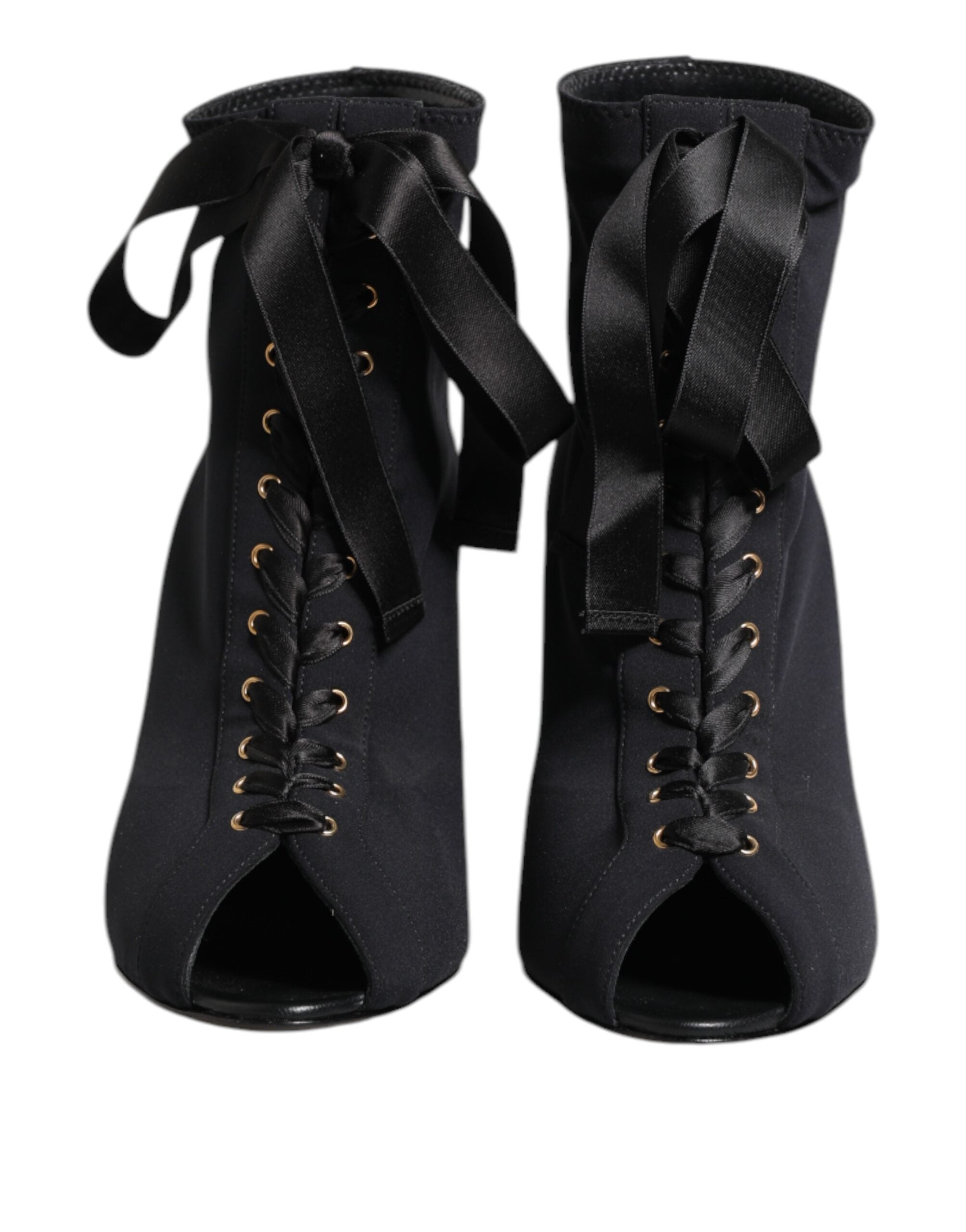 Dolce & Gabbana Schwarze Stiletto-Heels Schnürstiefel Schuhe