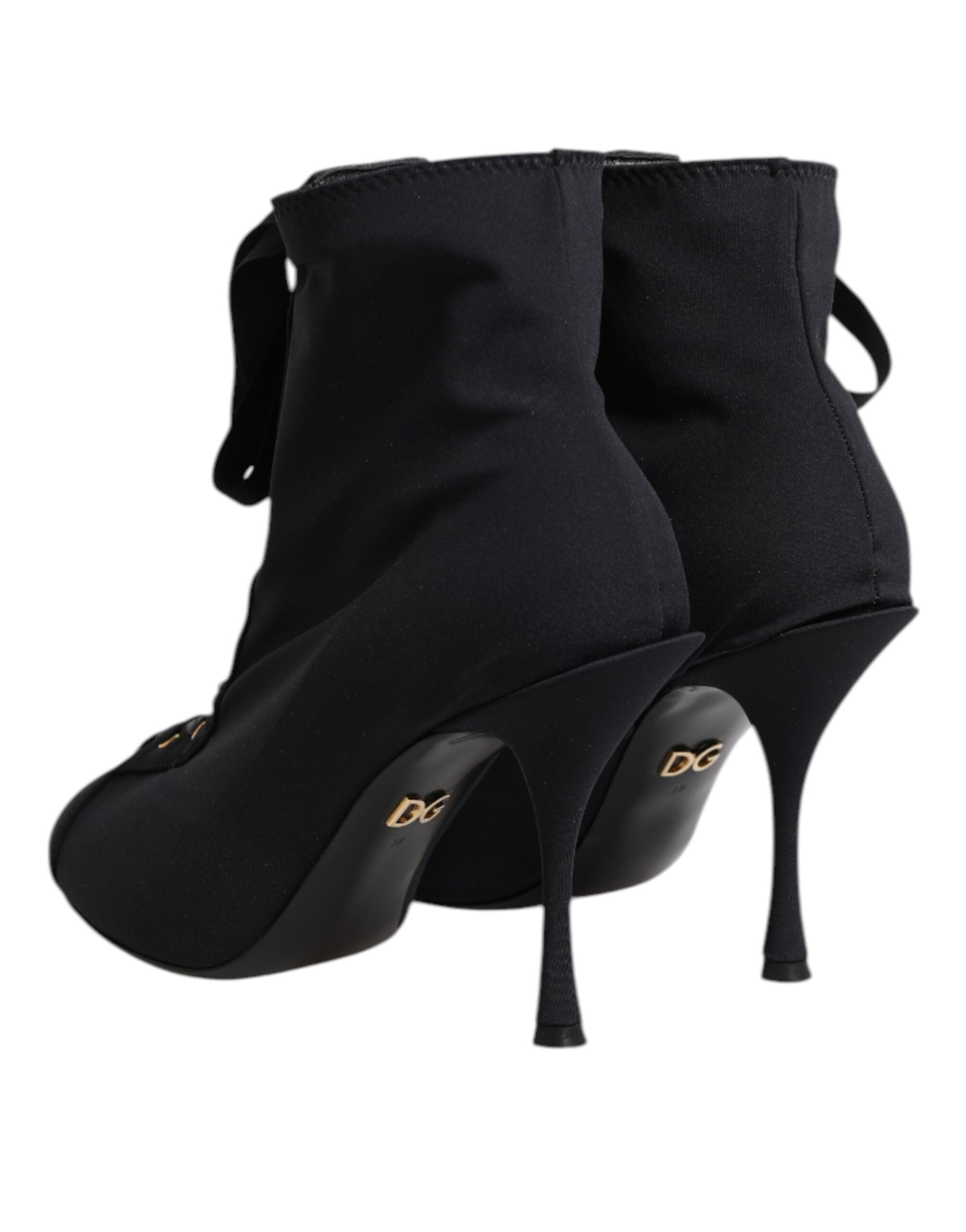 Dolce & Gabbana Schwarze Stiletto-Heels Schnürstiefel Schuhe