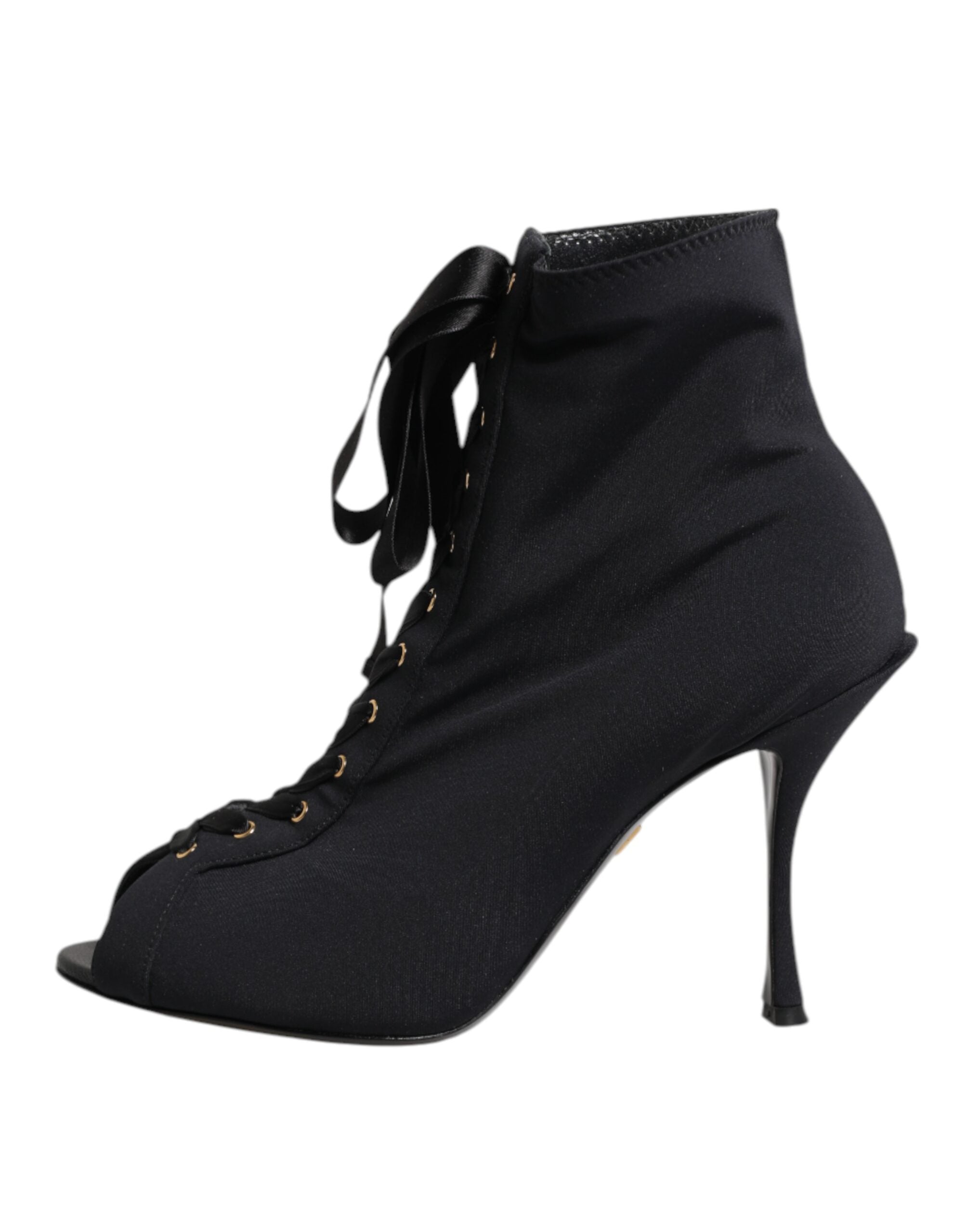 Dolce & Gabbana Schwarze Stiletto-Heels Schnürstiefel Schuhe
