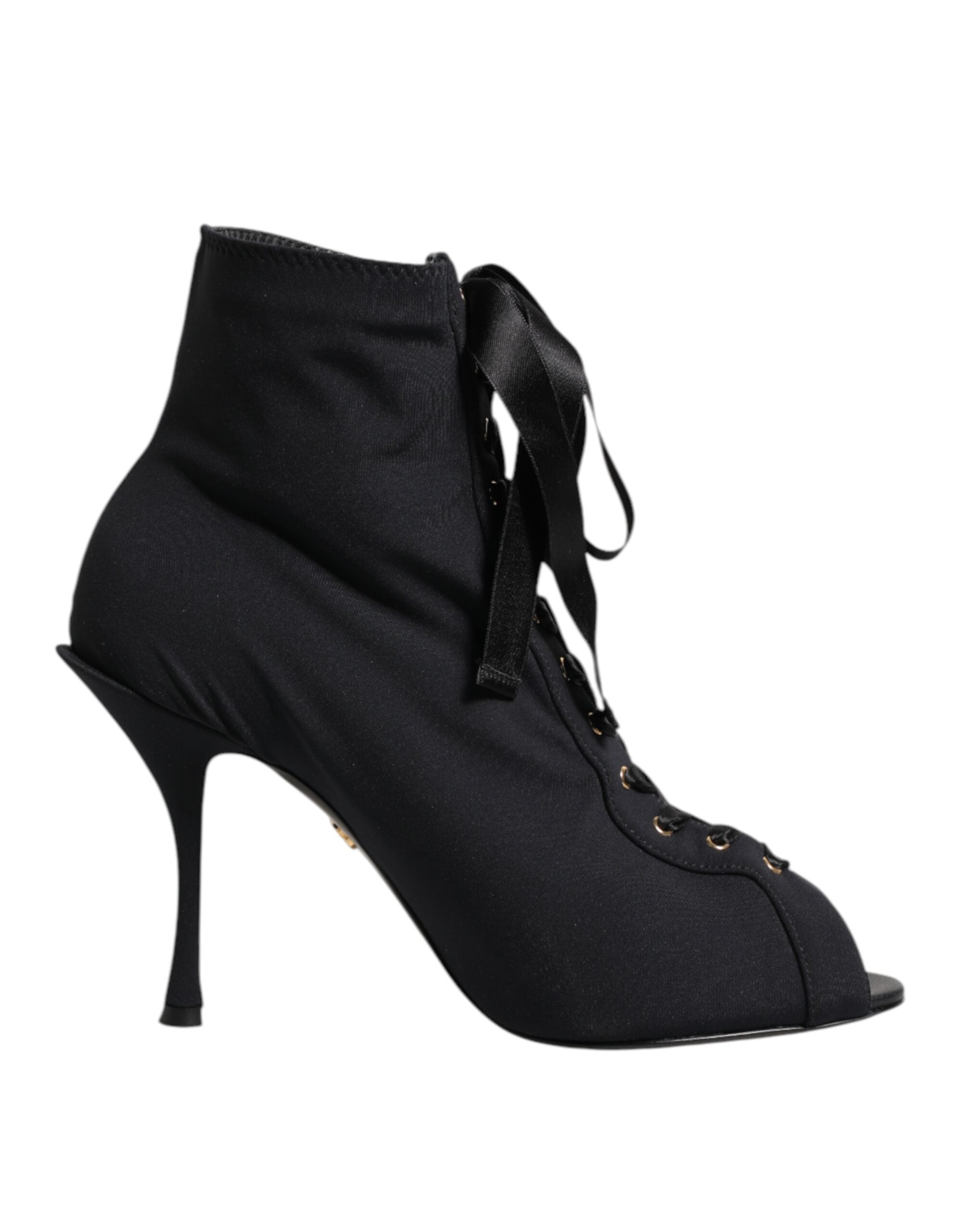 Dolce & Gabbana Schwarze Stiletto-Heels Schnürstiefel Schuhe