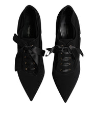 Dolce & Gabbana Black Lace Up Stiletto Heels Pumps Shoes