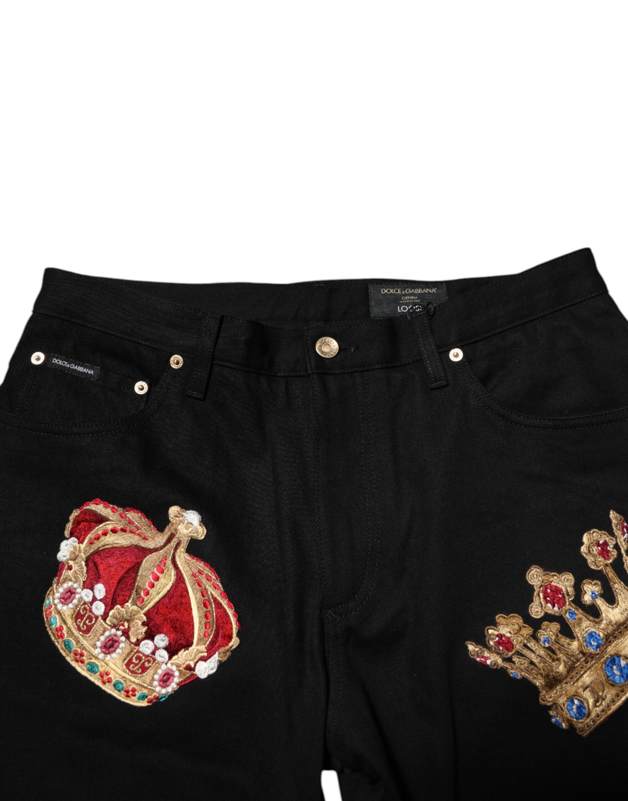 Dolce & Gabbana Schwarze Baroque Royal Herren Anzughose