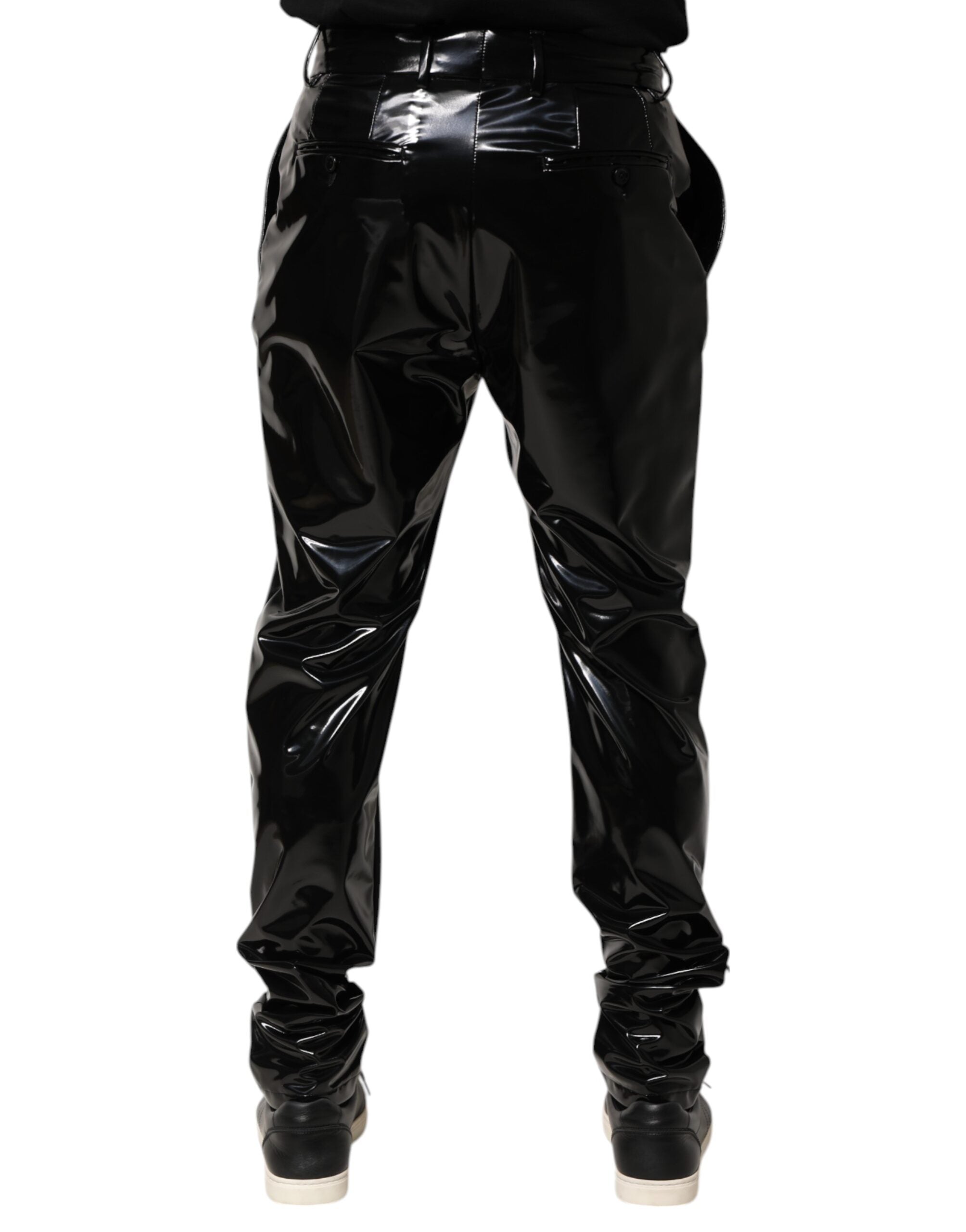 Dolce & Gabbana Zwarte Polyester Herenbroek met Middelhoge Taille