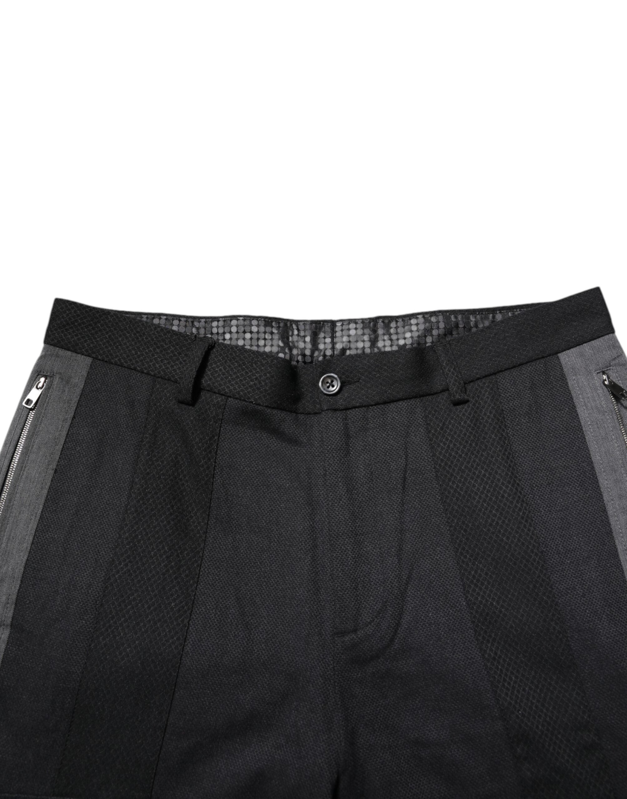 Dolce & Gabbana Schwarzes graues Baumwollkleid, formelle Hose