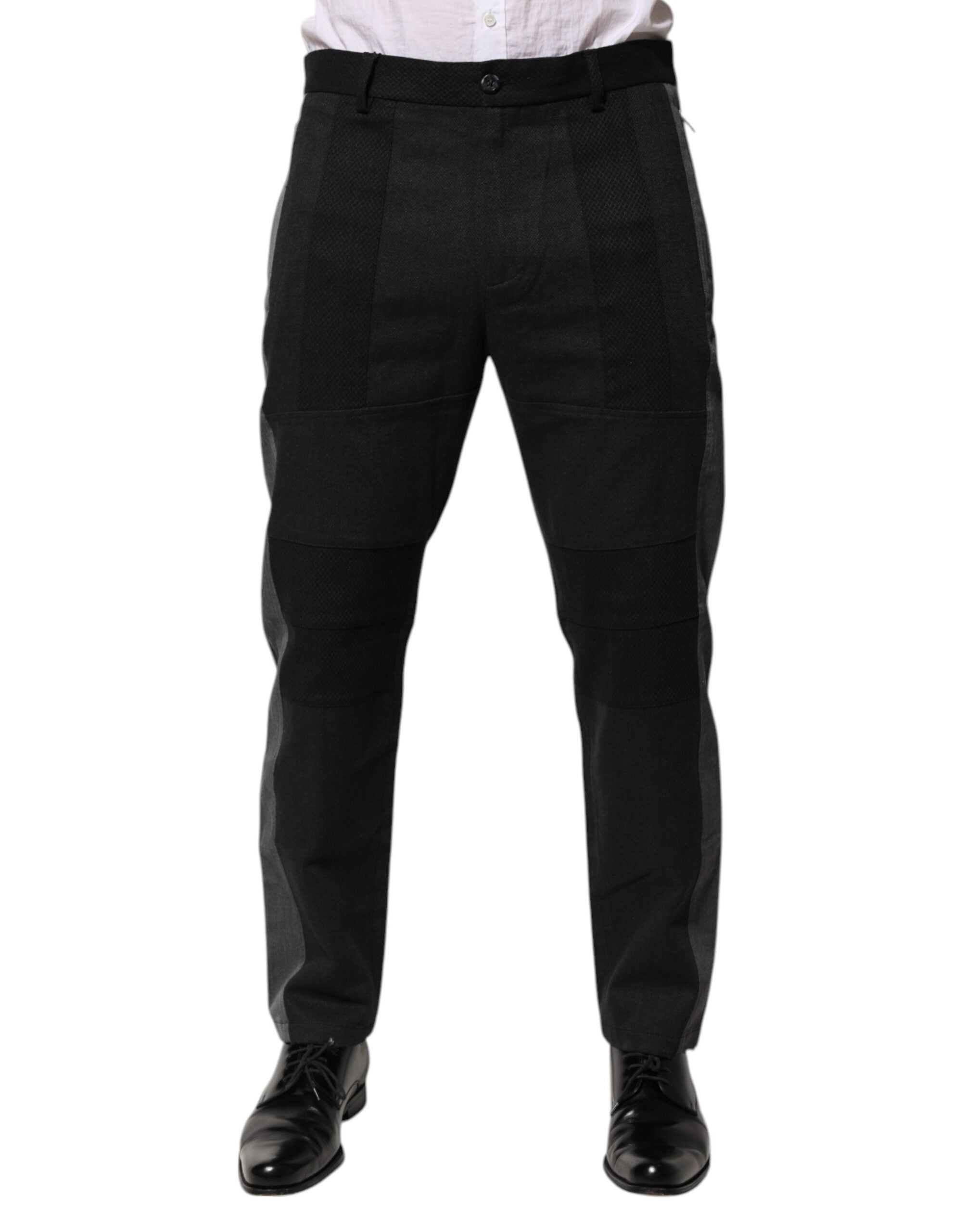 Dolce & Gabbana Schwarzes graues Baumwollkleid, formelle Hose