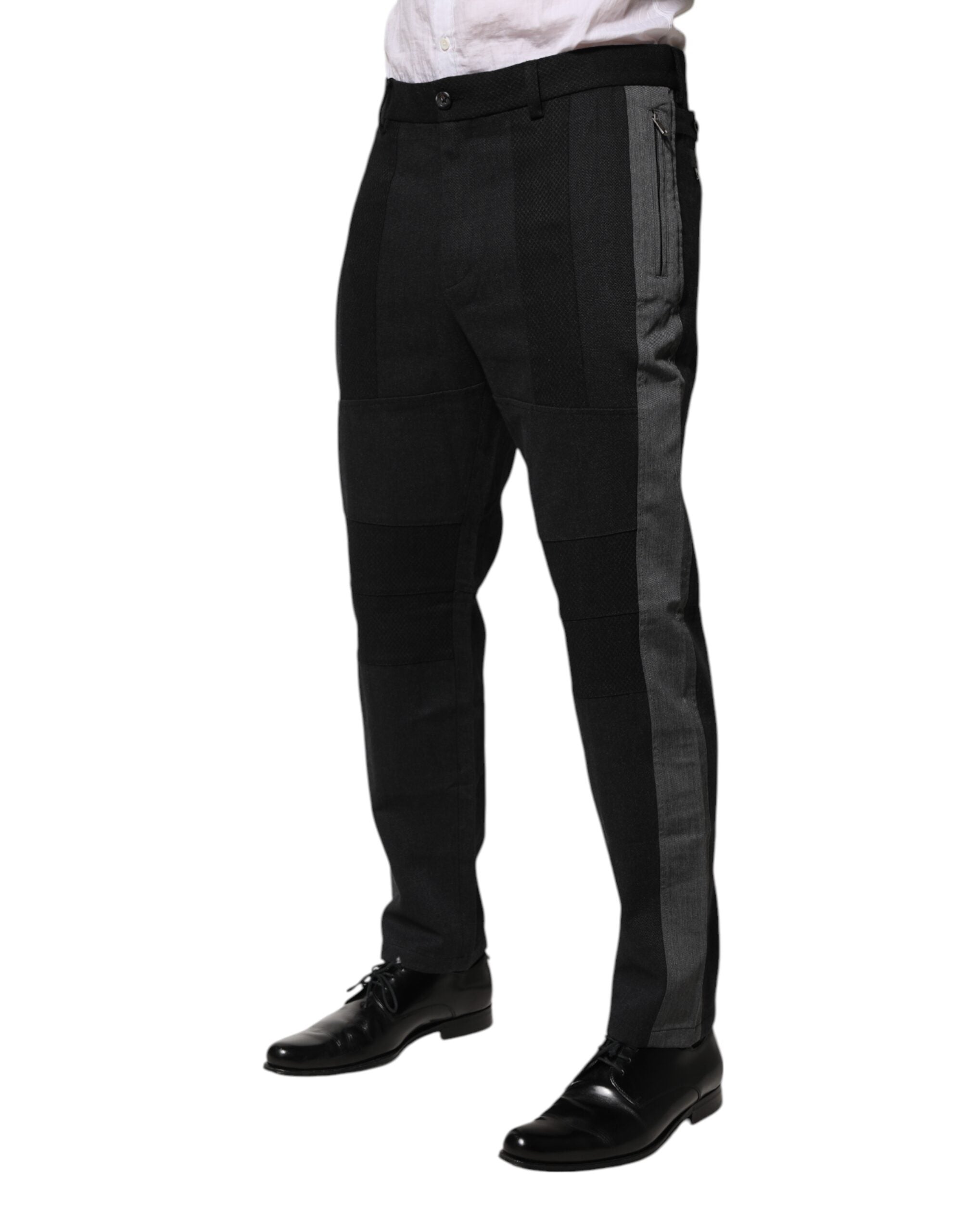 Dolce & Gabbana Schwarzes graues Baumwollkleid, formelle Hose