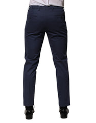 Dolce & Gabbana Blauwe Katoenen Taps Toelopende Formele Herenbroek
