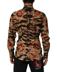 Dolce & Gabbana GOLD Baumwolle Tiger Carretto Langarmhemd