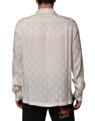Dolce & Gabbana Wit Zijden Overhemd Met Lange Mouwen En DG Logoprint