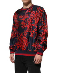Dolce & Gabbana Navy Rode Zijden Trui Met Koraalprint