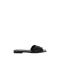 Saint Laurent Schwarze Kalbsleder Bos Taurus Riemchensandalen