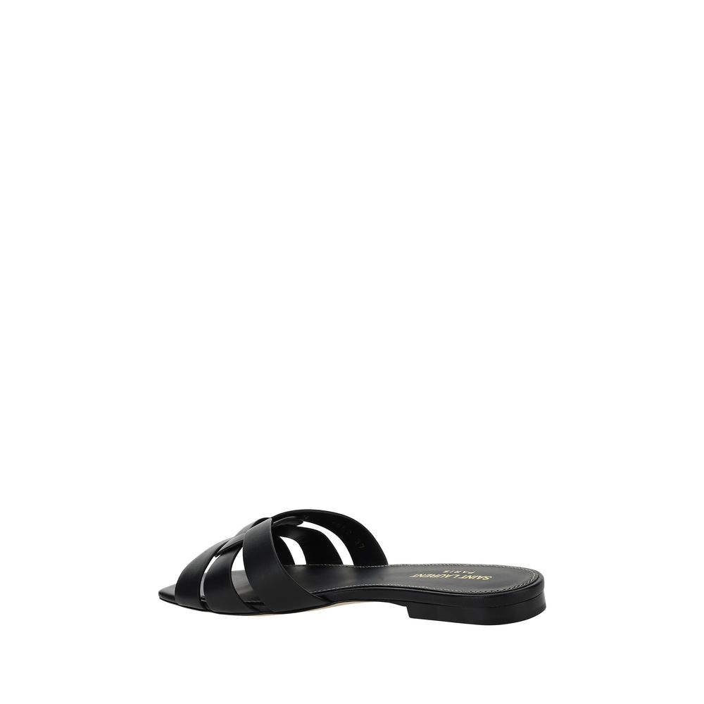 Saint Laurent Schwarze Kalbsleder Bos Taurus Riemchensandalen